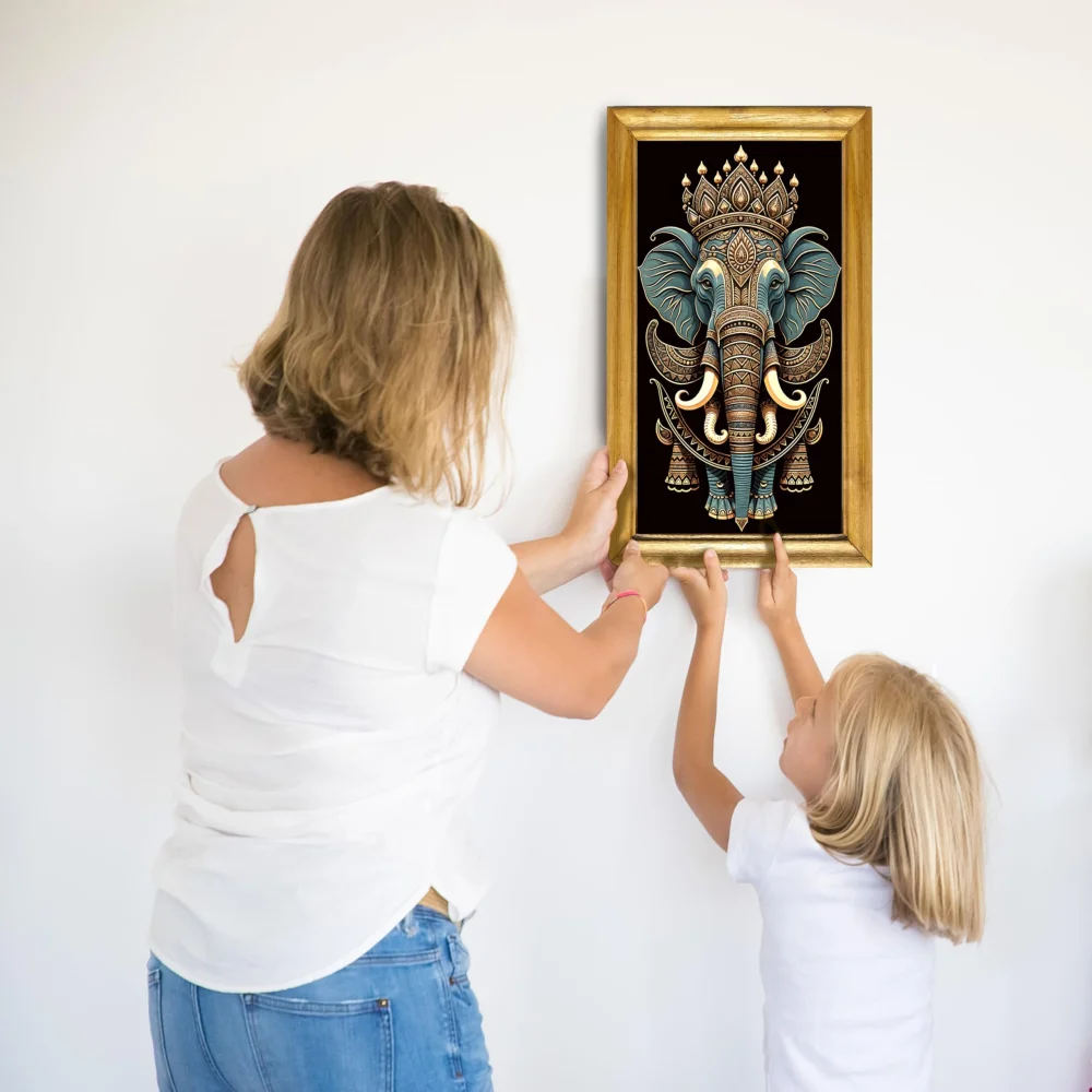Celtic Elephant Wall Art, 30.5 cm x 50.8 cm, Wooden Frame, Laminated Digital Print