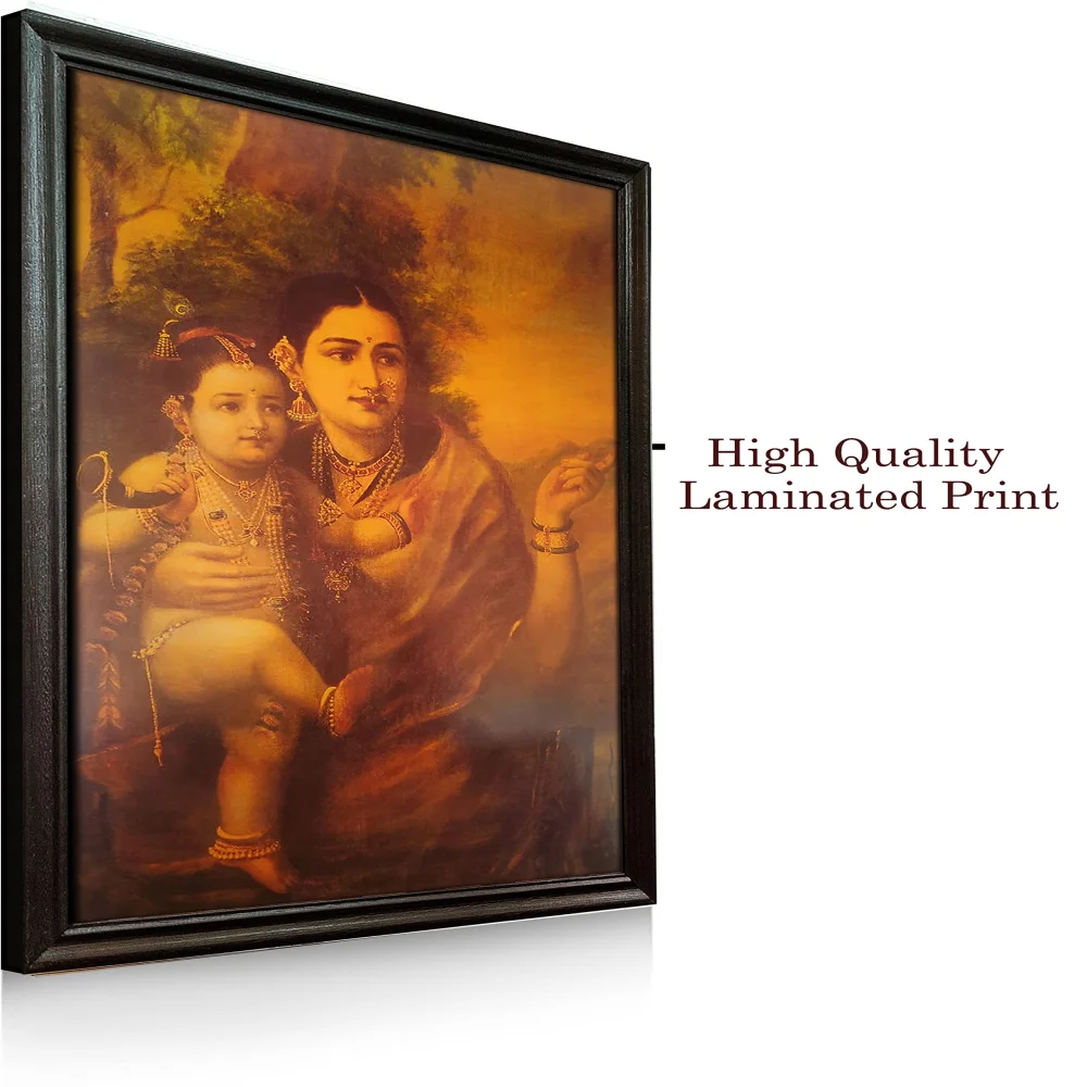 Mperor, ''Krishna Yashoda'' Laminated Digital Re-Print With Wood Frame(28x18) in
