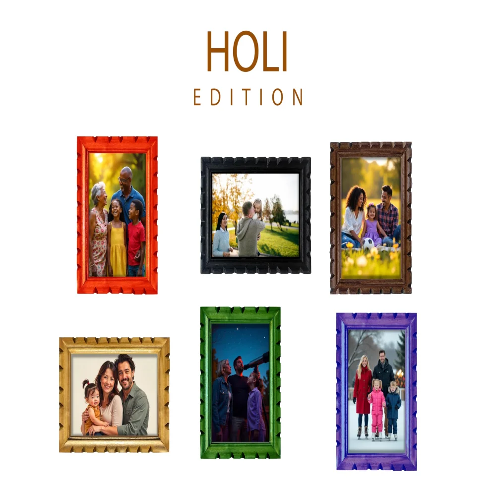 EMPEROR ART GALLERY®, Wooden Photo Frame, 4 x 6 inch,Set Of 6, Carved Design with Glass, 6 Colours Available