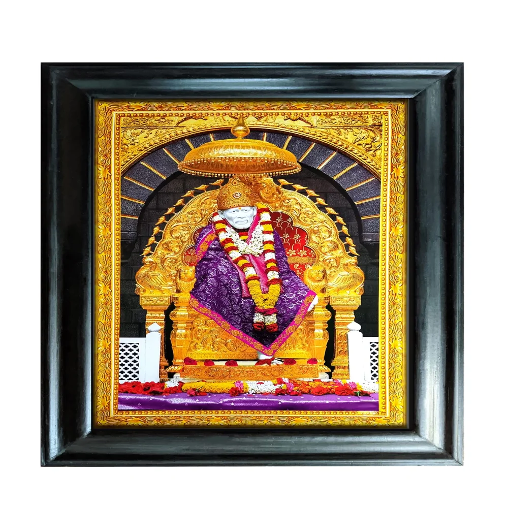 Shirdi Sai Baba Laminated Print And Original Wood Frame(23.4x31) in