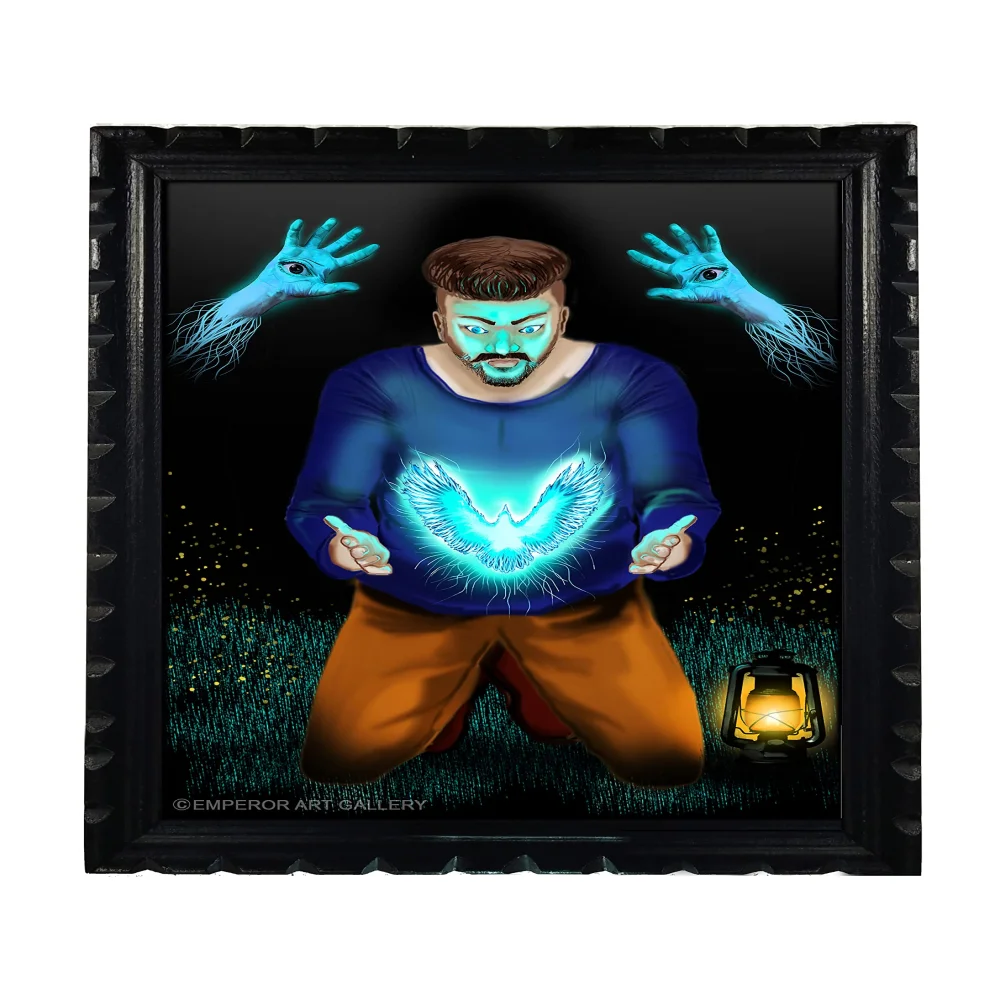 Mperor, Strange Laminated Digital print With Wood Frame For Wall (18x13.6) in