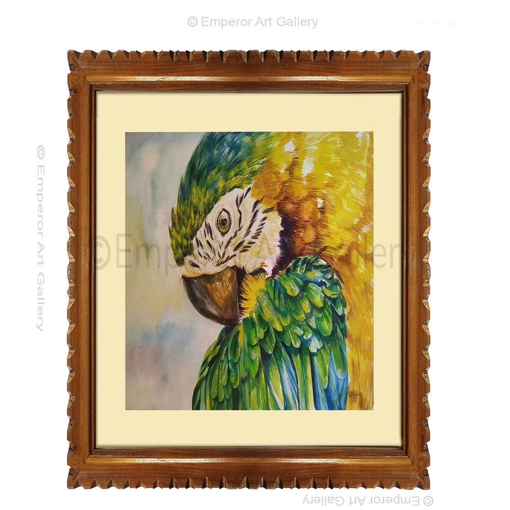 EMPEROR ART GALLERY, Original Handmade Water Painting With Teak Wood Frame For Wall(22 x 19) In