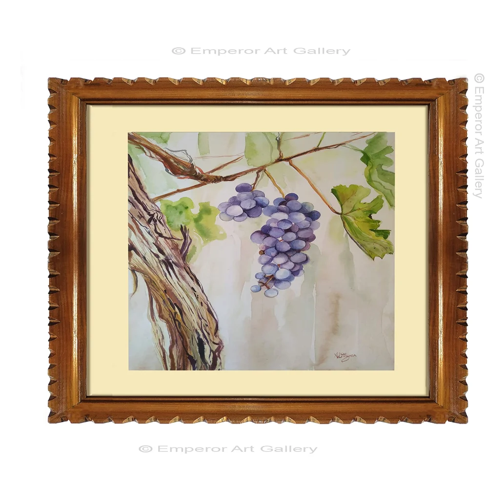 EMPEROR ART GALLERY, Original Handmade Water Painting With Teak Wood Frame For Wall(19x22) In