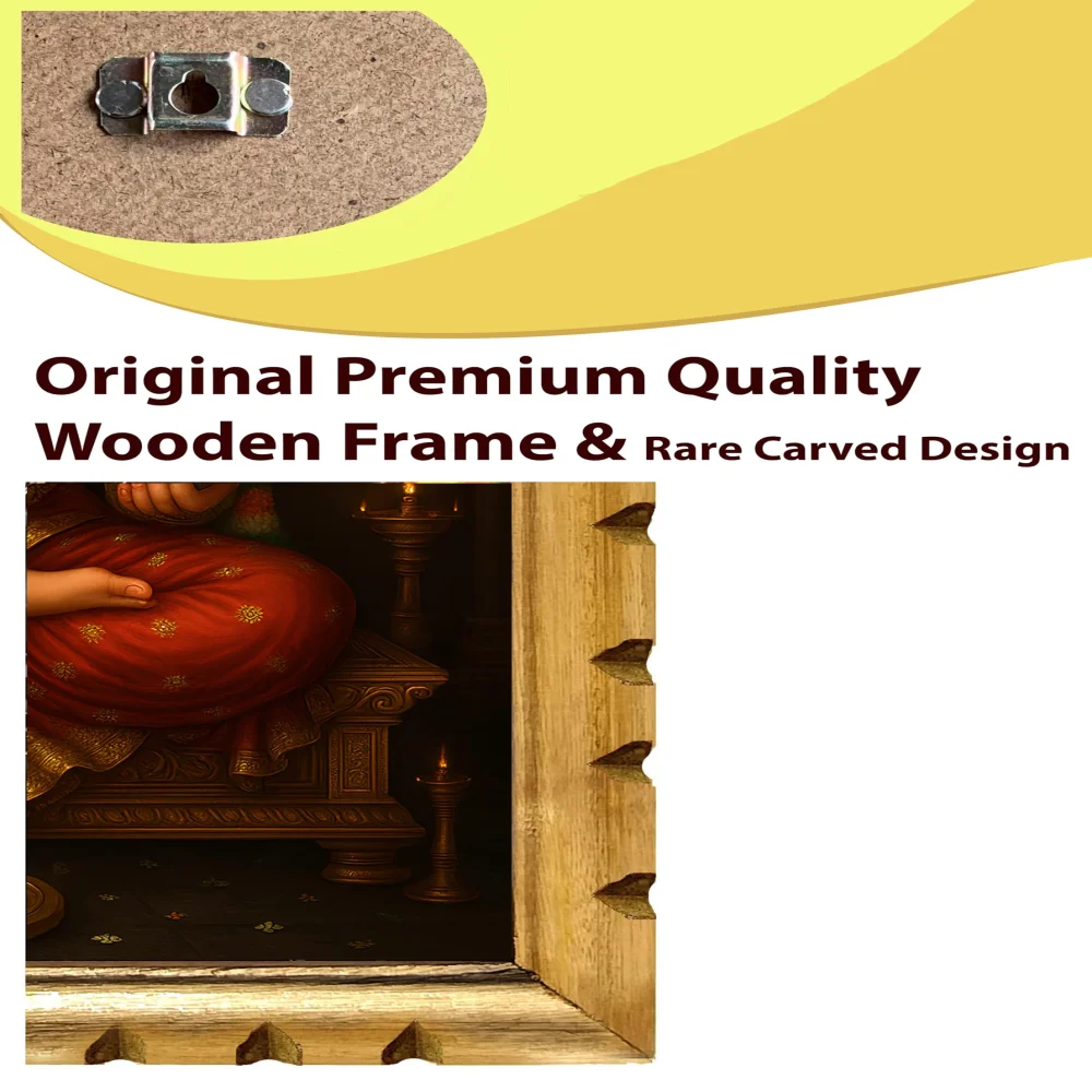 EMPEROR ART GALLERY®,Maa Annapurna Religious Wall Art, Premium Wooden Frame, 35.5 x 50.8 cm, Glitter Laminated Digital Print