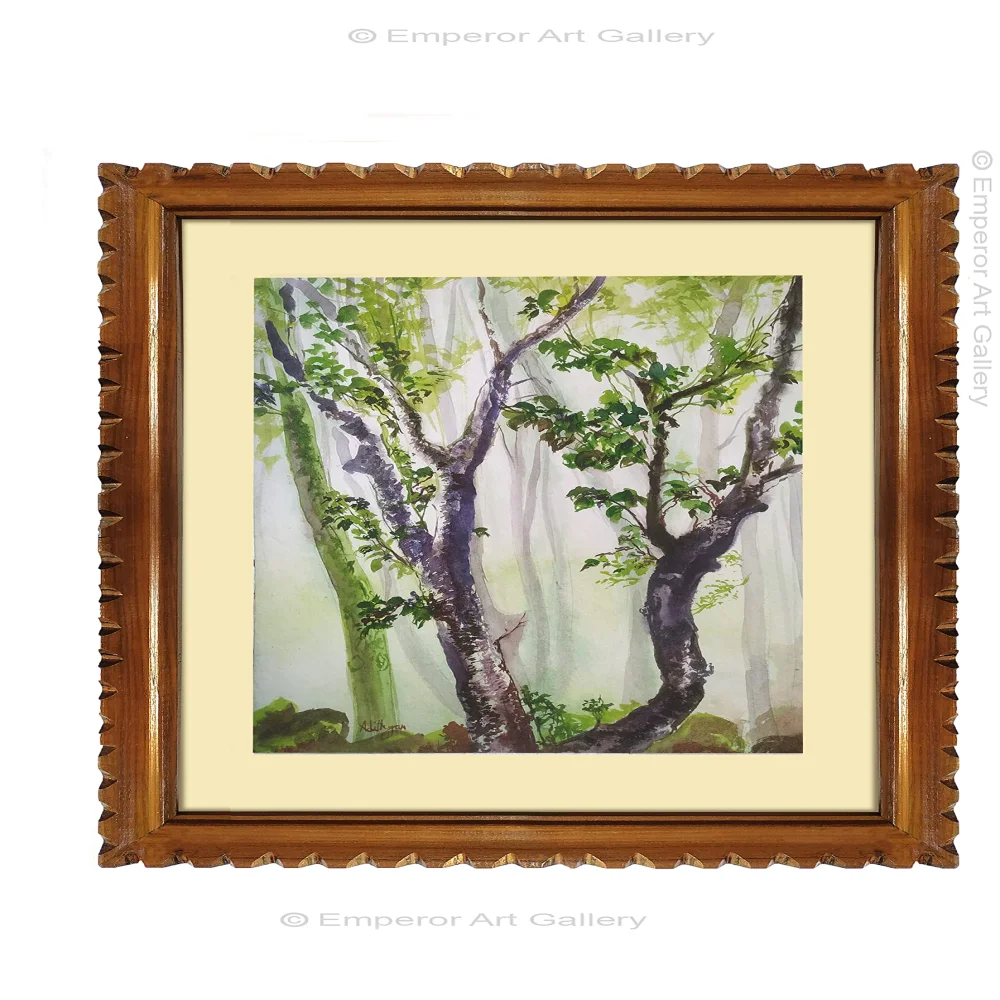 EMPEROR ART GALLERY, Original Handmade Water Painting with Teak Wood Frame for Wall(19x22) Inch