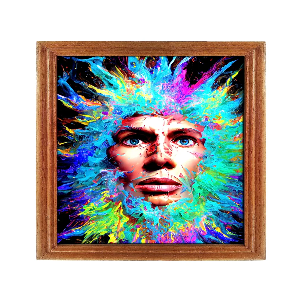 Wall Deco Special Laminated Print With Teak Wooden Photo Frame Digital Reprint (12.5 inch x 9 inch)