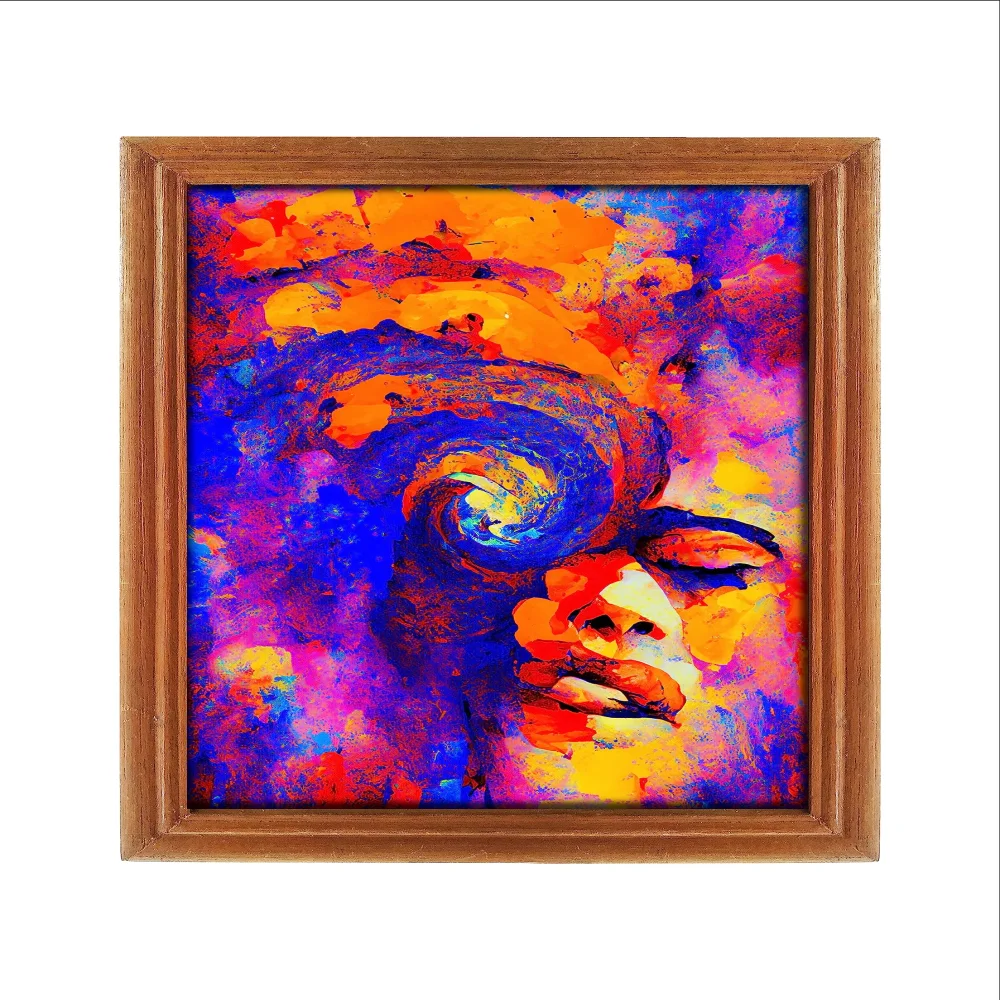 Wall Deco Special Laminated Print With Teak Wooden Photo Frame Digital Reprint (12.5 x 9) in