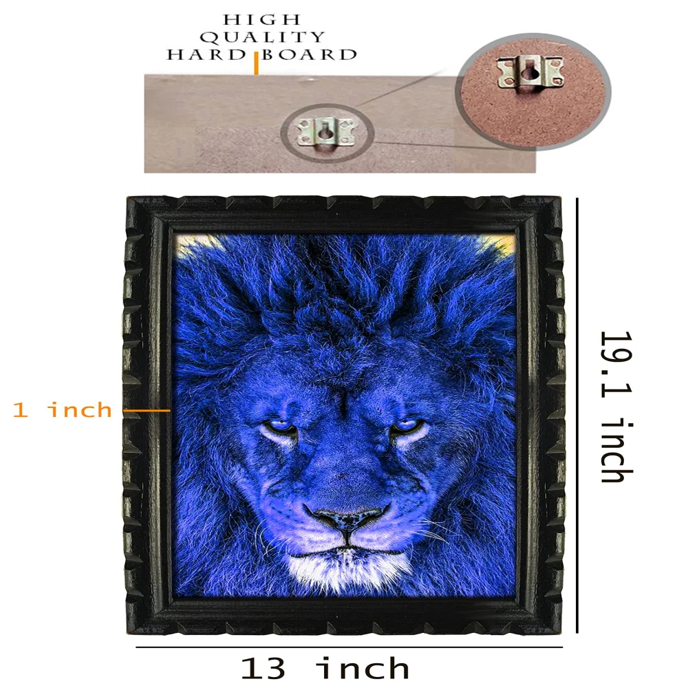 Mperor, The Lion Digital Re Print With Wood Frame With Carving Designed (19.1x13) In