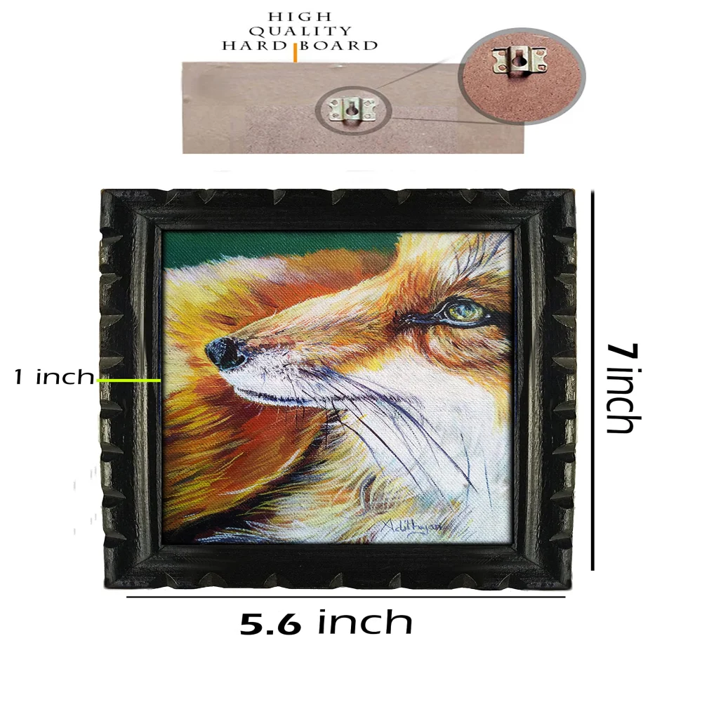 EMPEROR ART GALLERY,fox Handmade Acrylic Painting On canvas With Wooden Frame (7x5.6) In