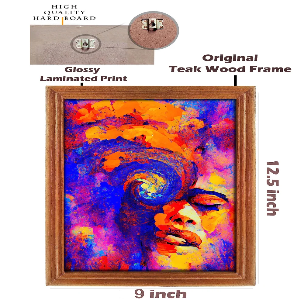 Wall Deco Special Laminated Print With Teak Wooden Photo Frame Digital Reprint (12.5 x 9) in