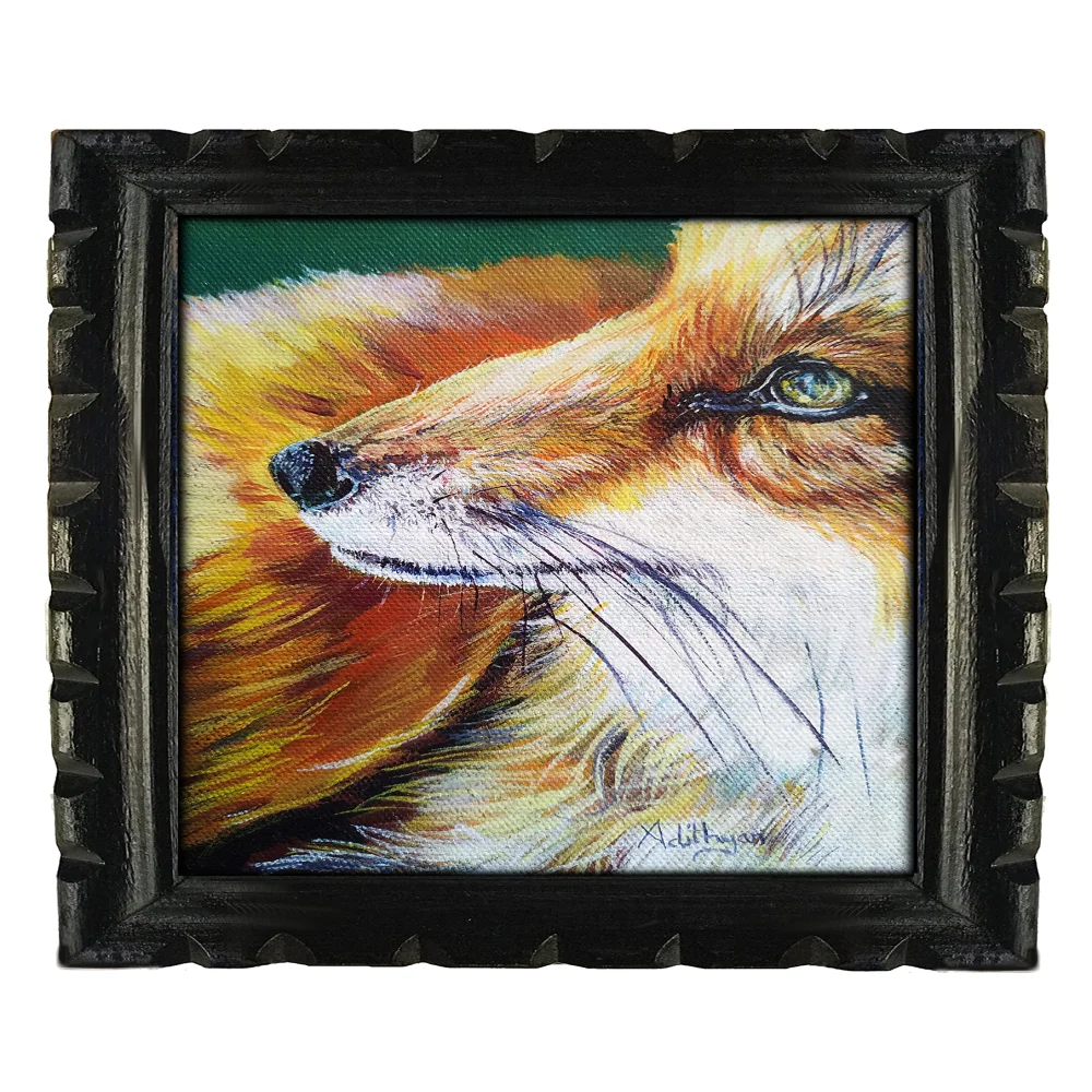 EMPEROR ART GALLERY,fox Handmade Acrylic Painting On canvas With Wooden Frame (7x5.6) In