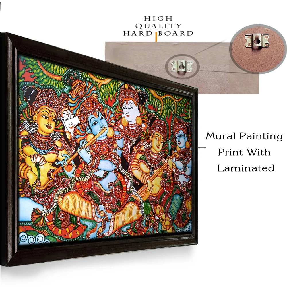 mperor,Lord Krishna Mural Painting laminated Digital RePrint With Wood Frame (17x27) in