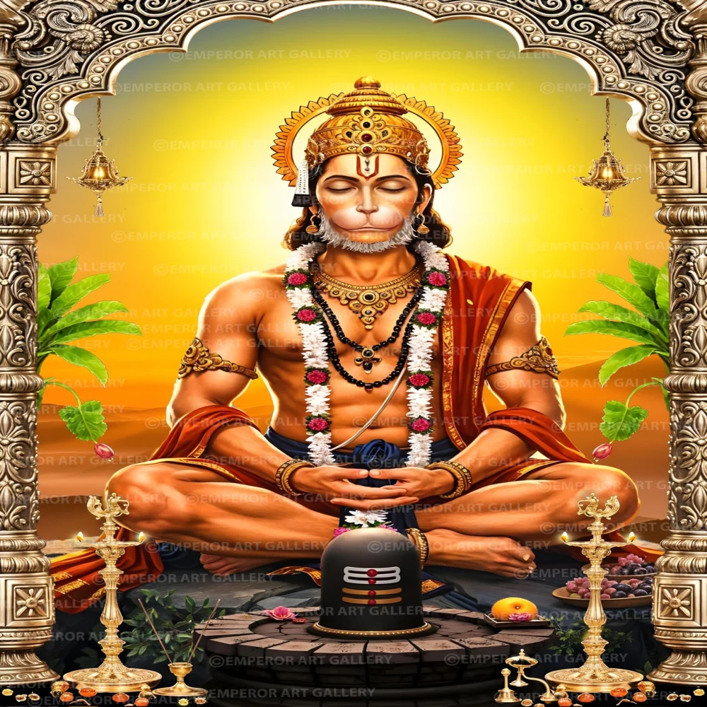 EMPEROR ART GALLERY®,Lord Hanuman Glossy Canvas Wall Art Print, High Resolution, 77.2 x 115.3 cm