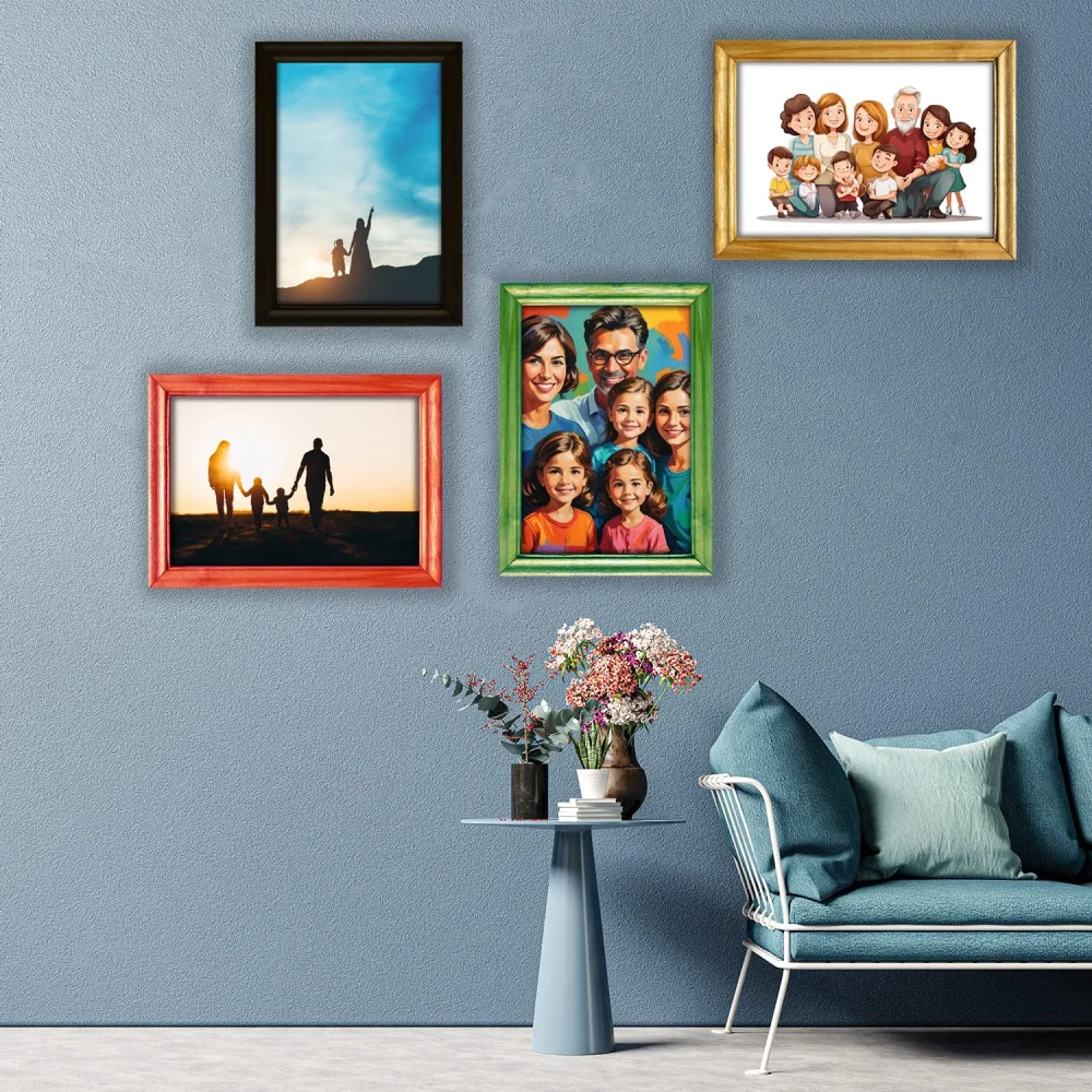 EMPEROR ART GALLERY®,Premium Wooden Picture Frame, 12 x 18 inches, 4 Colours, with Hardboard Back and 2 Hooks