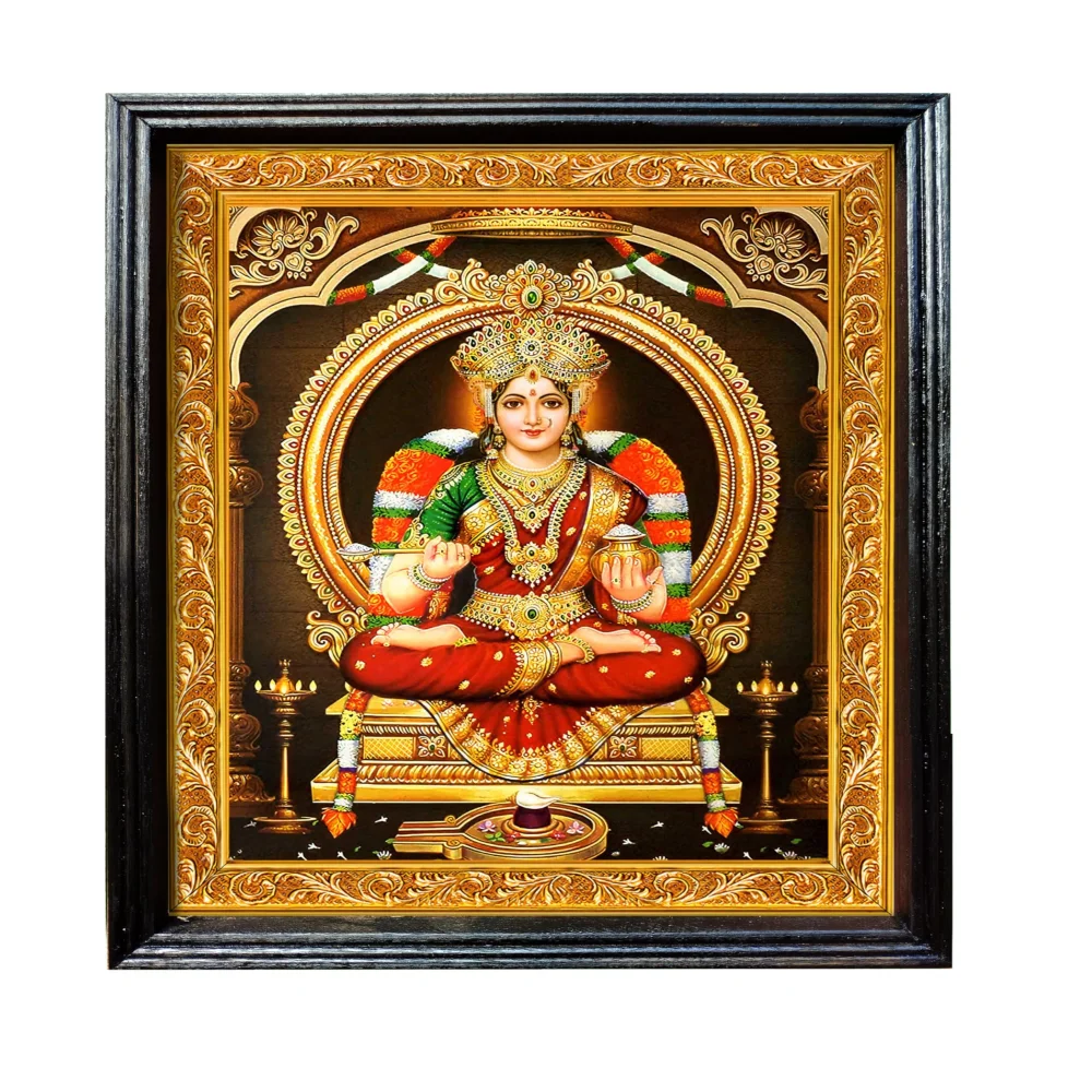 Hindu Religious Wall Art, Annapurna Devi Framed Print, 30 x 40 cm, Wooden Frame, Laminated Digital Reprint