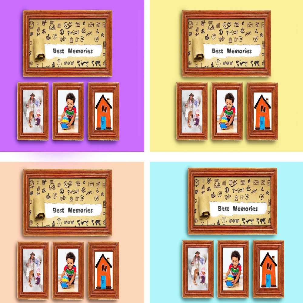 Mperor, Best Memories Laminated Digital Print With Teak wood Frame wall hanging (9.3x4.6) in