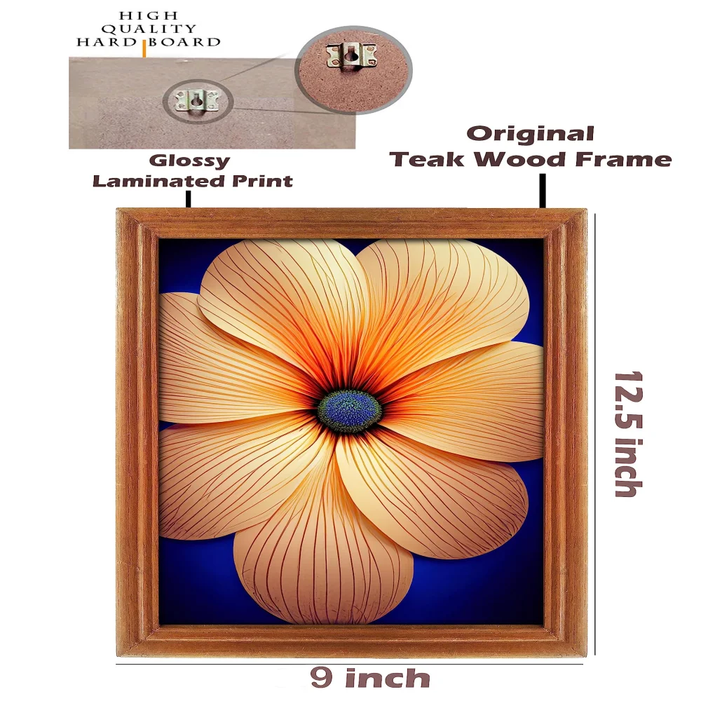Wall Deco Special Laminated Print With Teak Wooden Photo Frame Digital Reprint (12.5 inch x 8.5 inch)