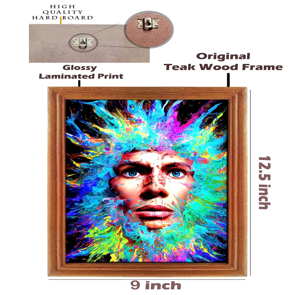 Wall Deco Special Laminated Print With Teak Wooden Photo Frame Digital Reprint (12.5 inch x 9 inch)