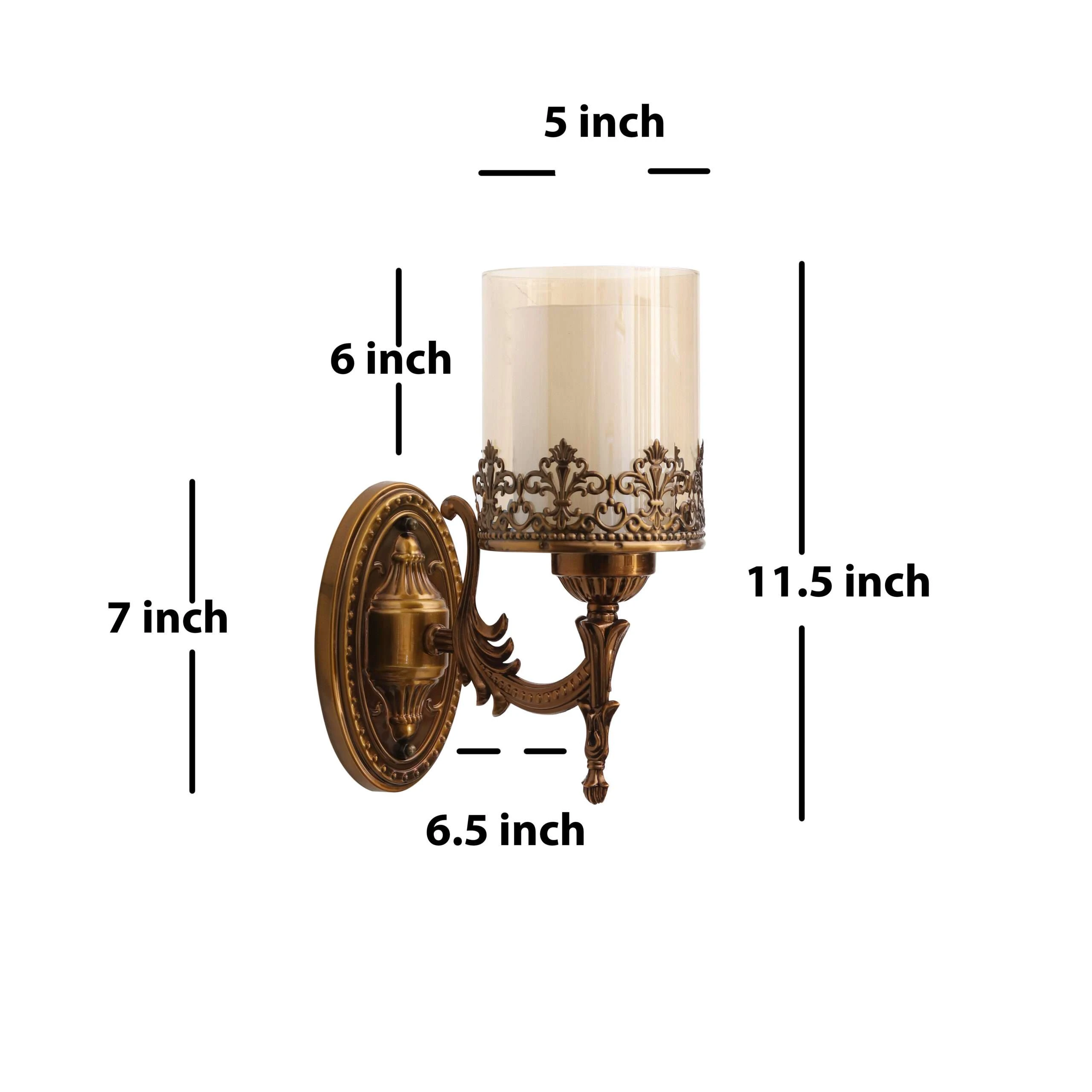 Antique Look, Laced Rim, Wall Sconce with Pure Glass Shade Wall Light