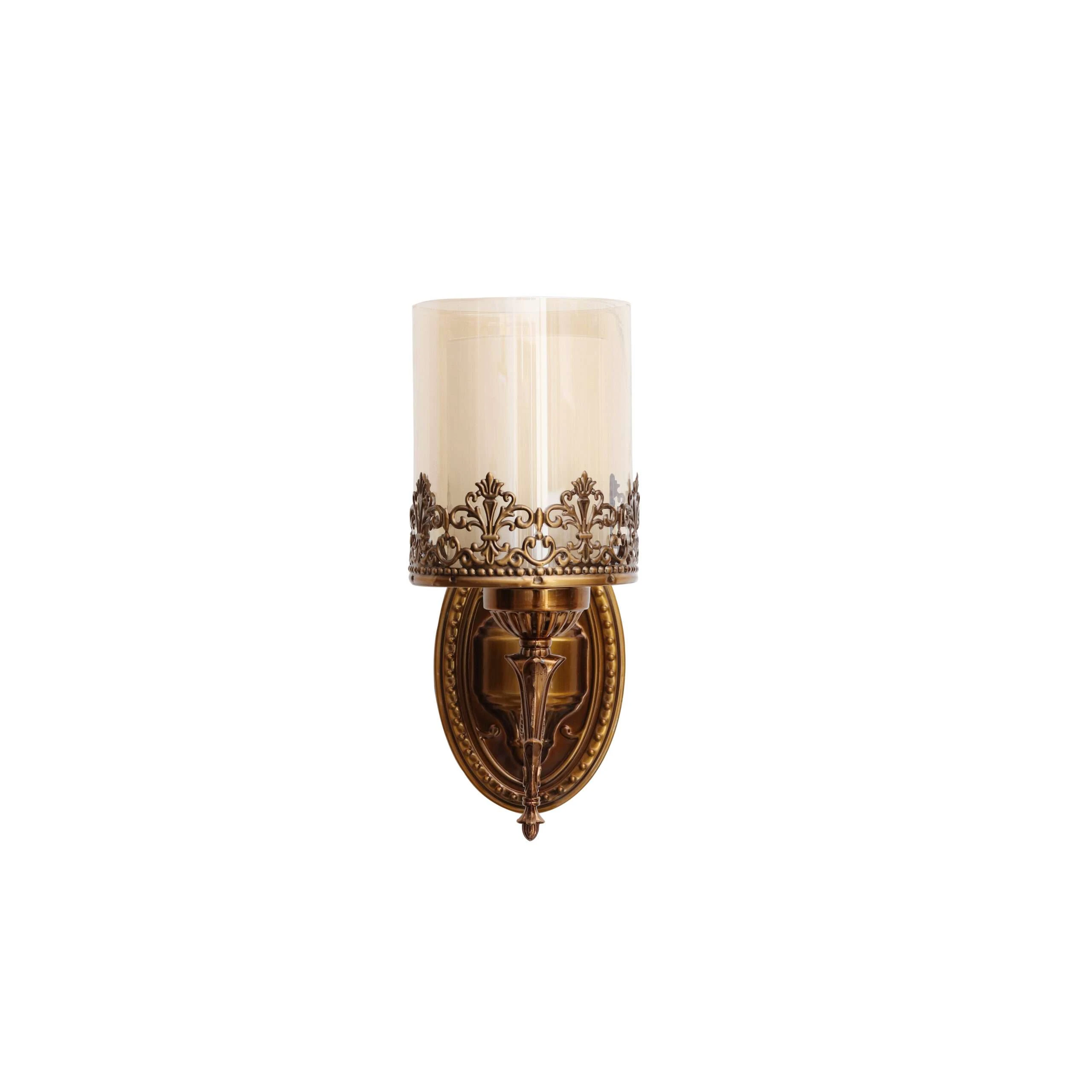 Antique Look, Laced Rim, Wall Sconce with Pure Glass Shade Wall Light