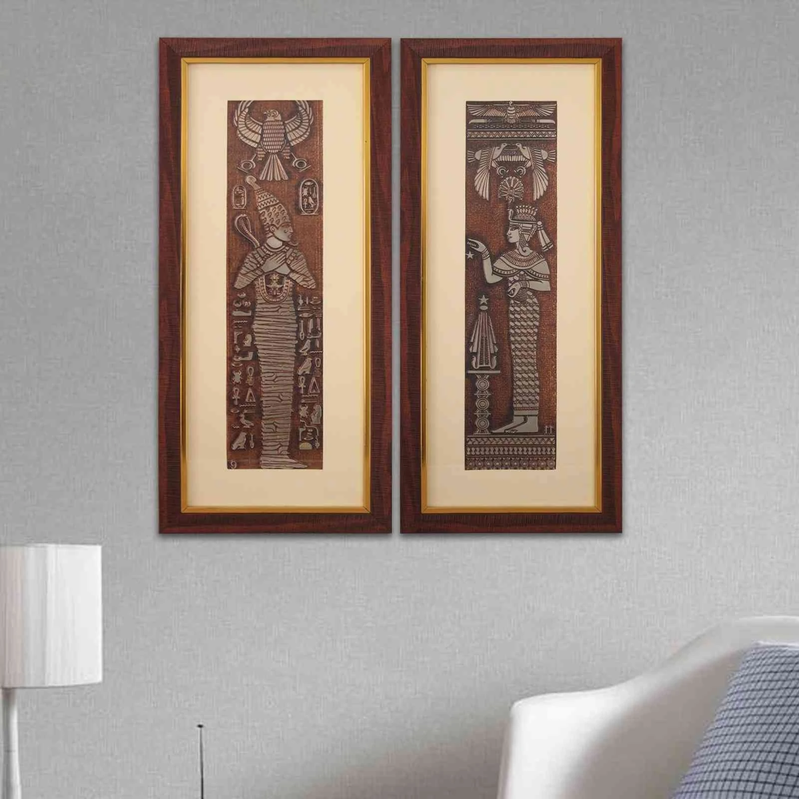 Egyptian King Pharaoh Wall Painting | Golden and Brown Design