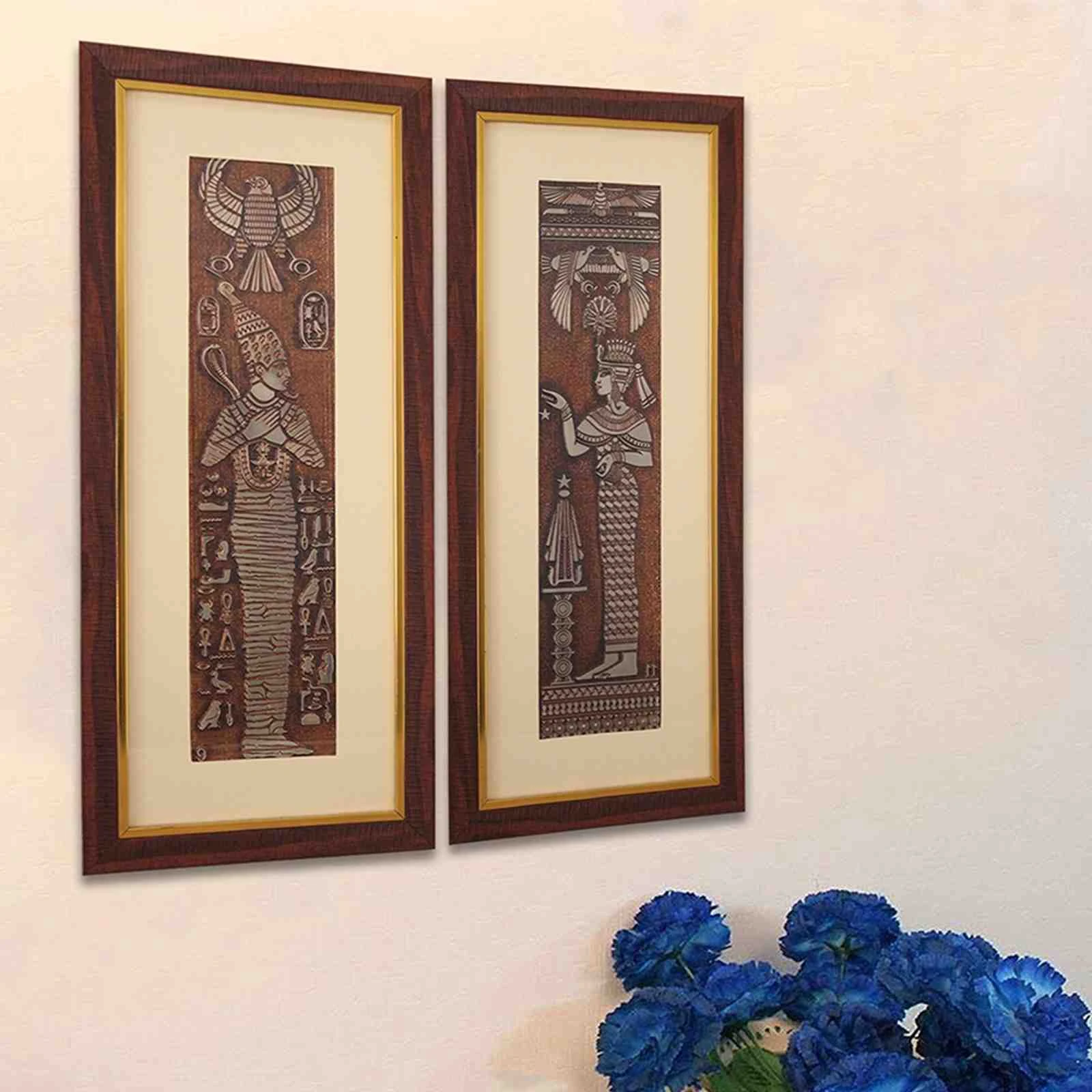 Egyptian King Pharaoh Wall Painting | Golden and Brown Design