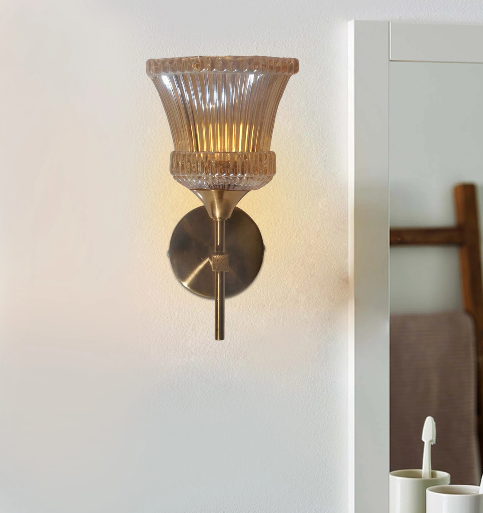 Victorian Wall Shade Amber Glass Wall Light