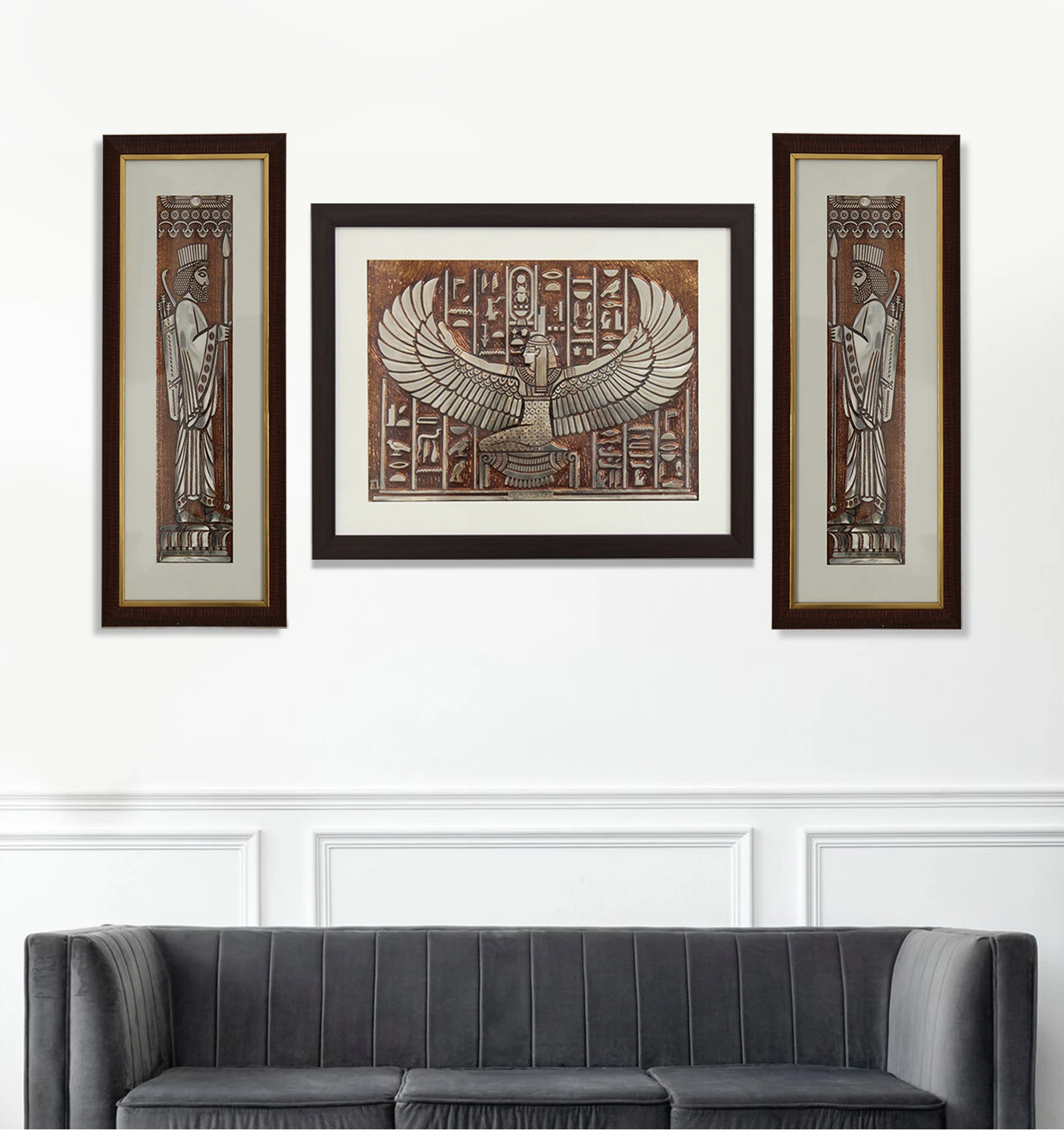 Archaemenid Soldier Egyptian Wall Painting Set Of 3