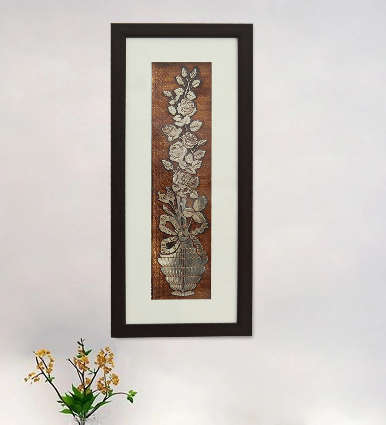 Rose Flower Painting Bouquet Wall Decor Foil Embossed Painting