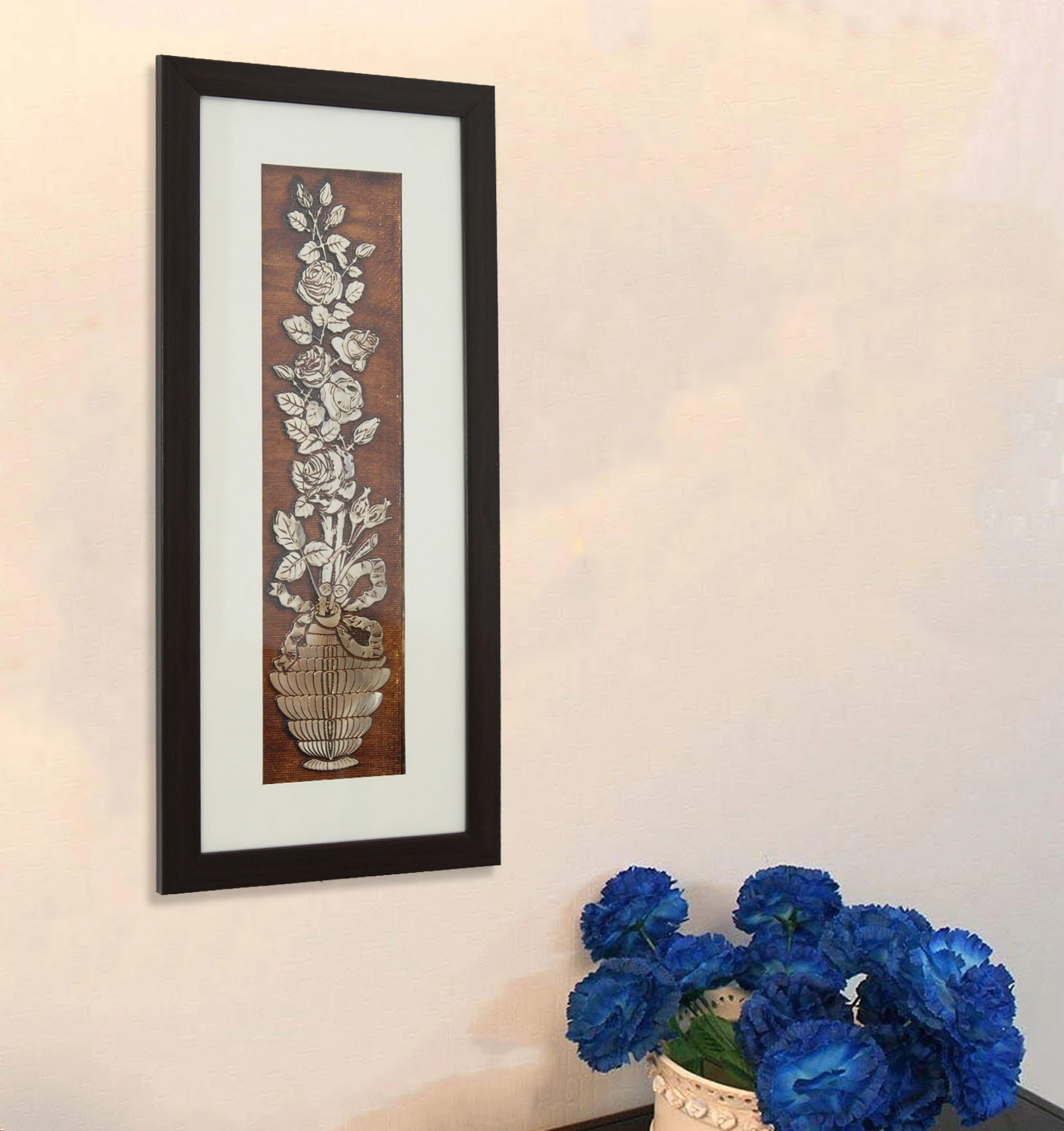 Rose Flower Painting Bouquet Wall Decor Foil Embossed Painting