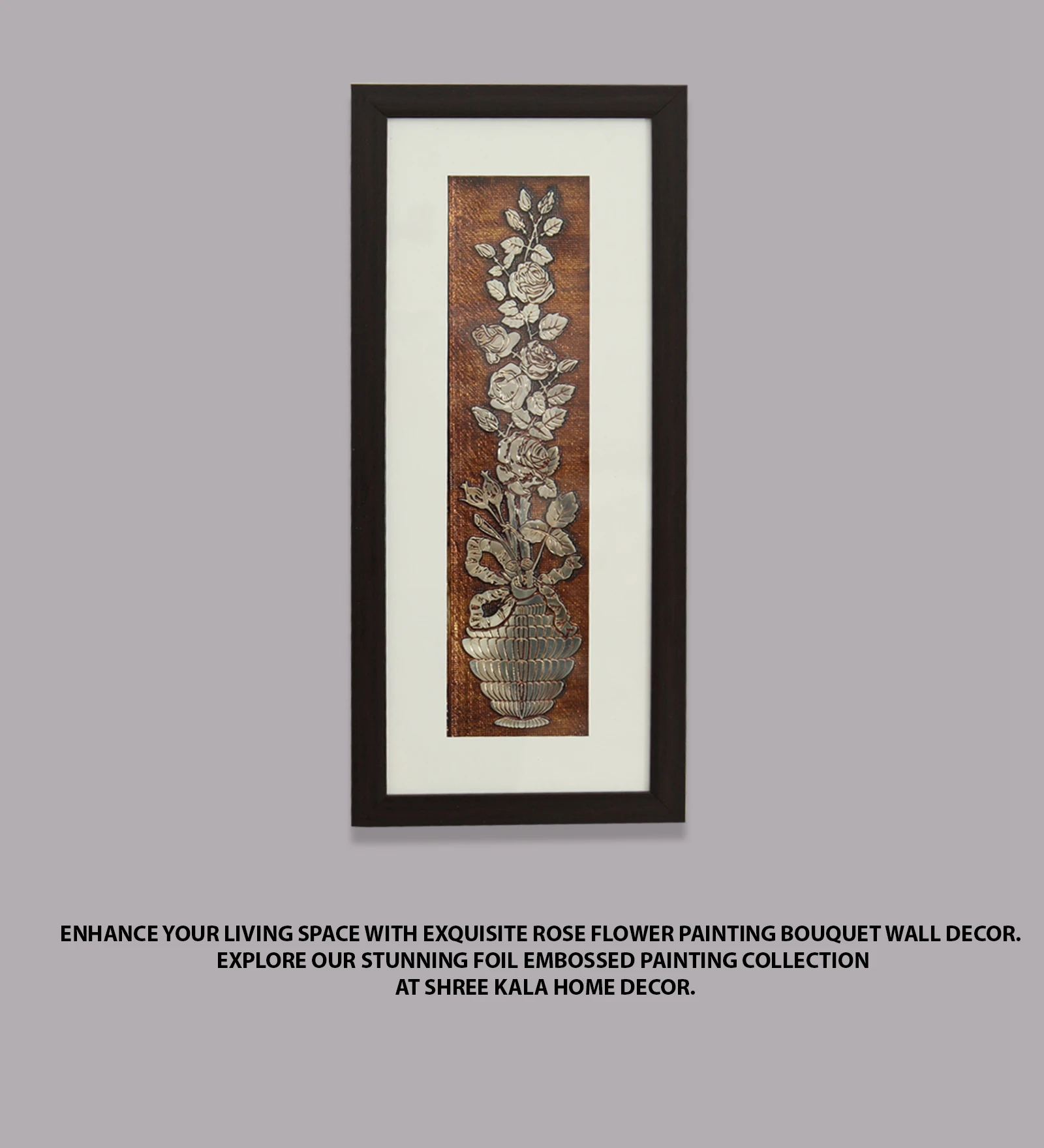 Rose Flower Painting Bouquet Wall Decor Foil Embossed Painting