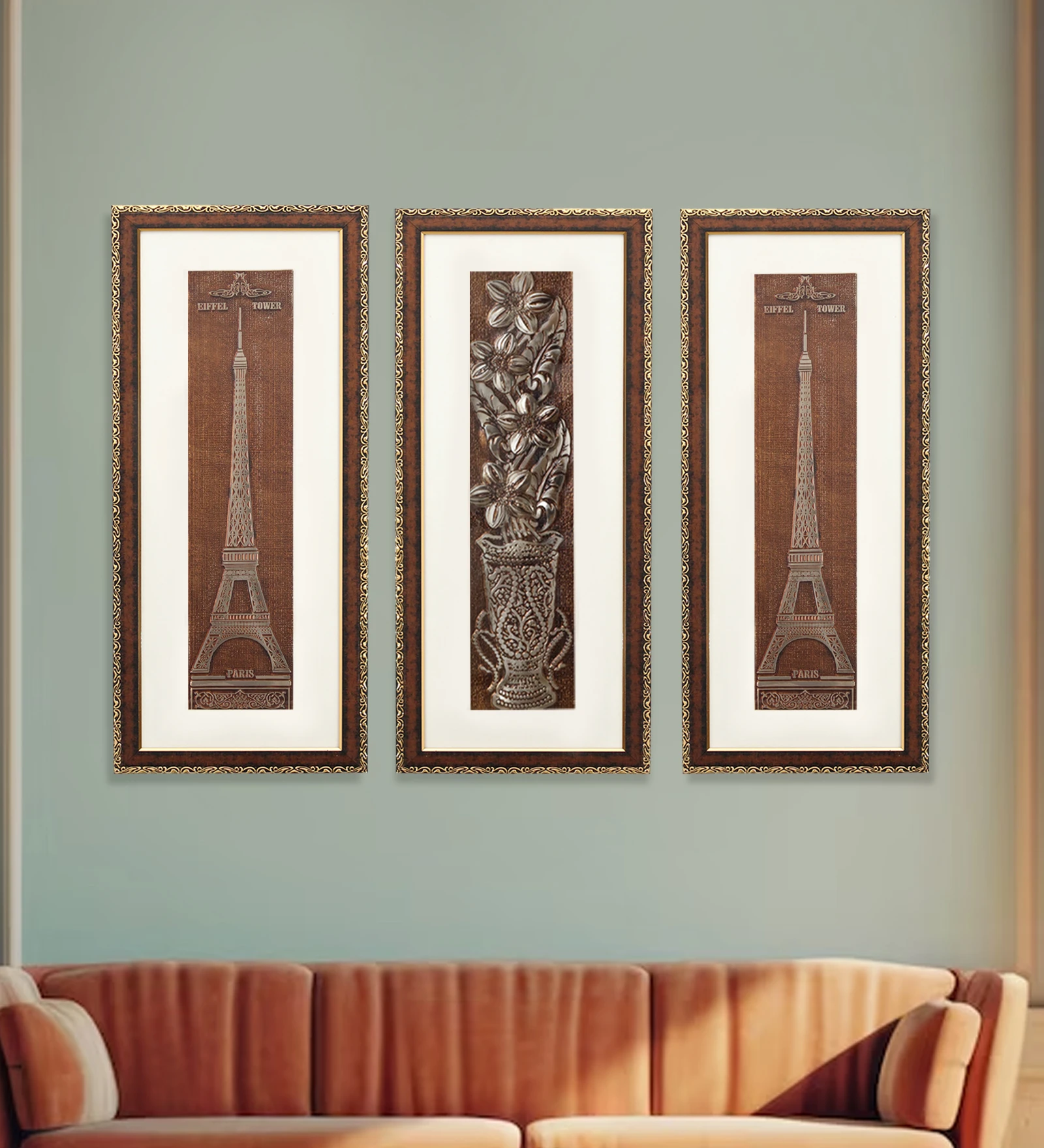 Eiffel Tower And Flower Wall Painting