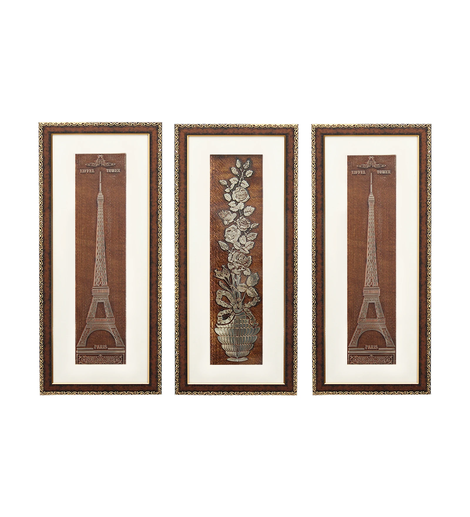 Eiffel Tower And Rose Flower Wall Painting