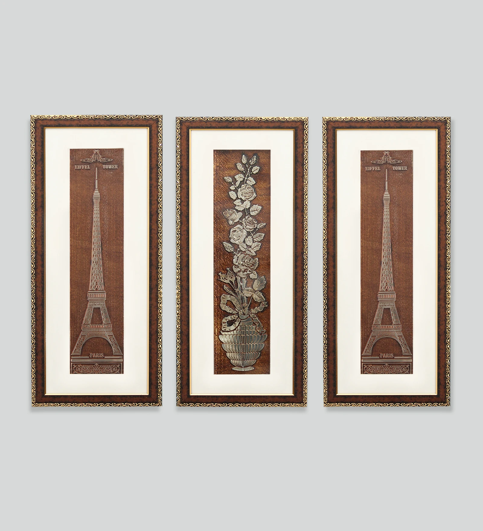 Eiffel Tower And Rose Flower Wall Painting