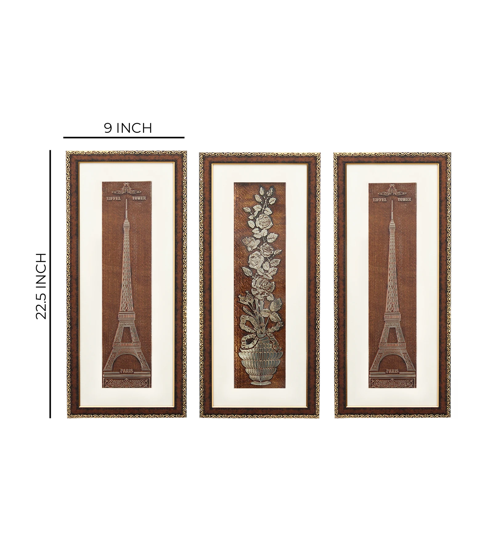 Eiffel Tower And Rose Flower Wall Painting