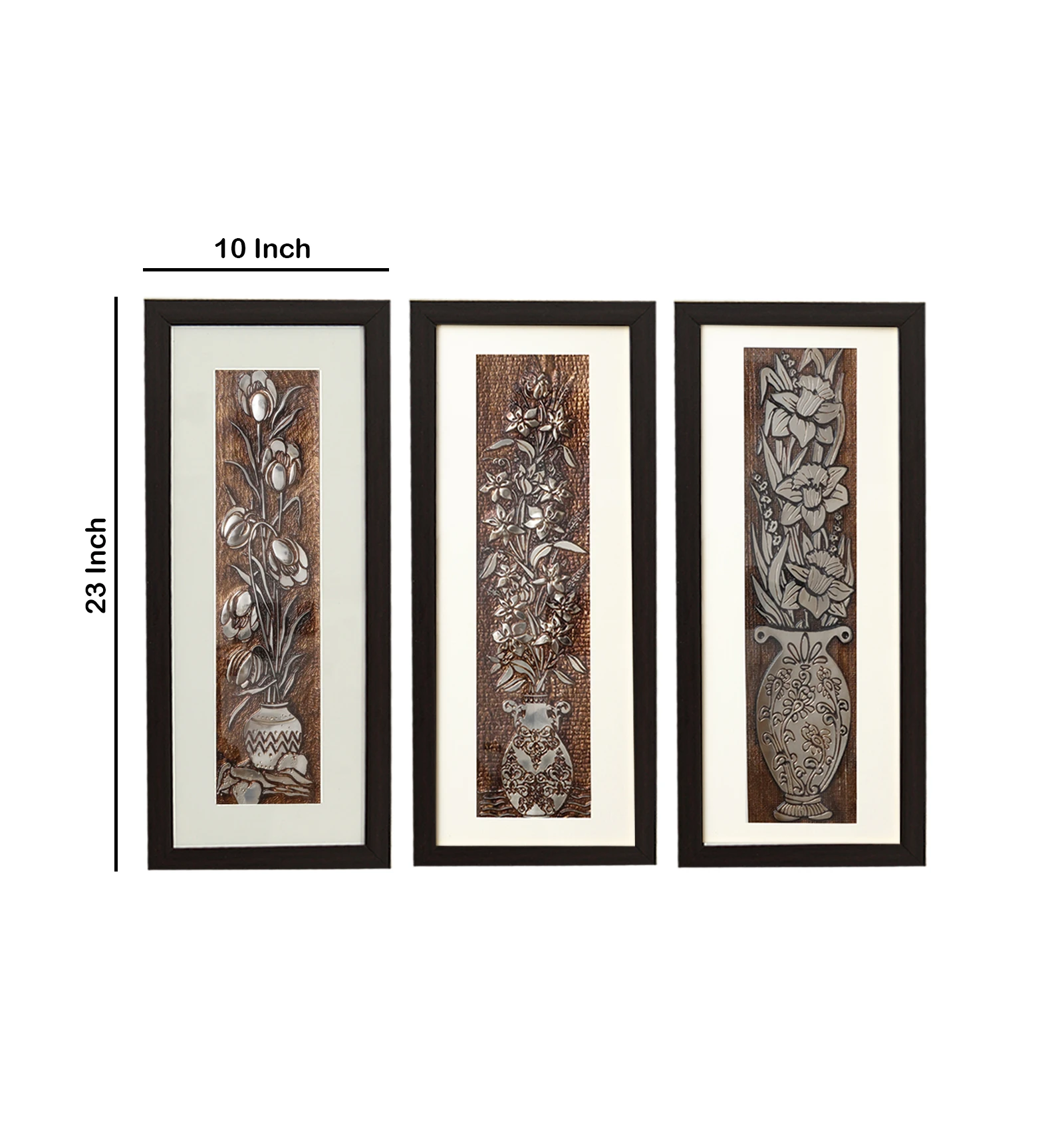 Egyptian Peony Flower Wall Painting Set Of 3