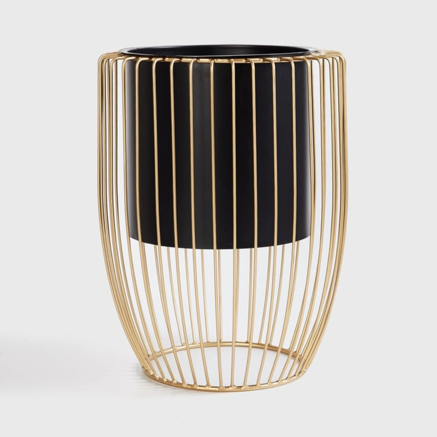 Black & Gold Decorative Floor Planter Pot with Stand Indoor Outdoor Plant Stand with Planter Pot Home & Décor,Black & Gold