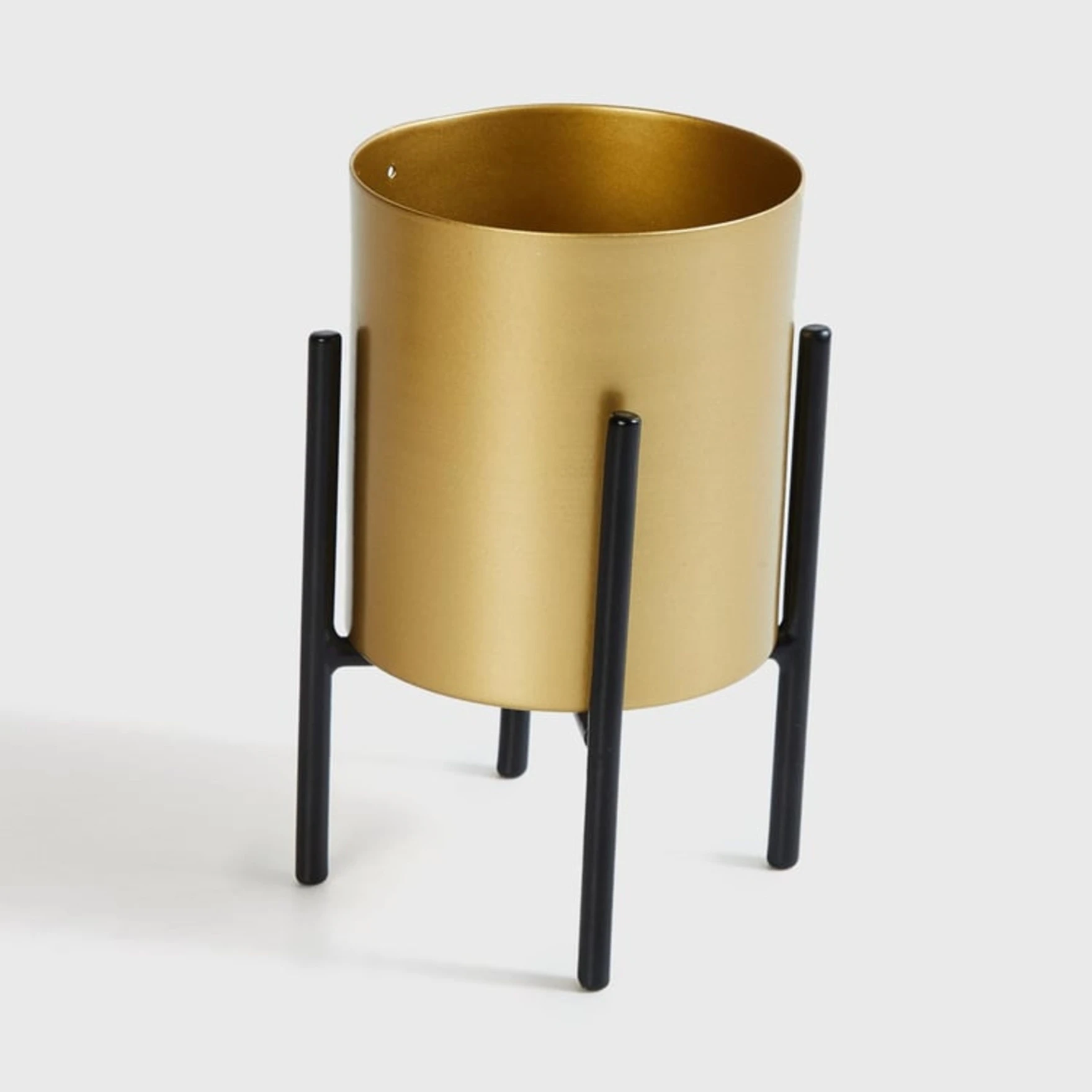 Standing Floor Planters with Metal Stand , Plant Pot Container,Gold Pot and Black Stand Tree Planter Flower Pots and Stands