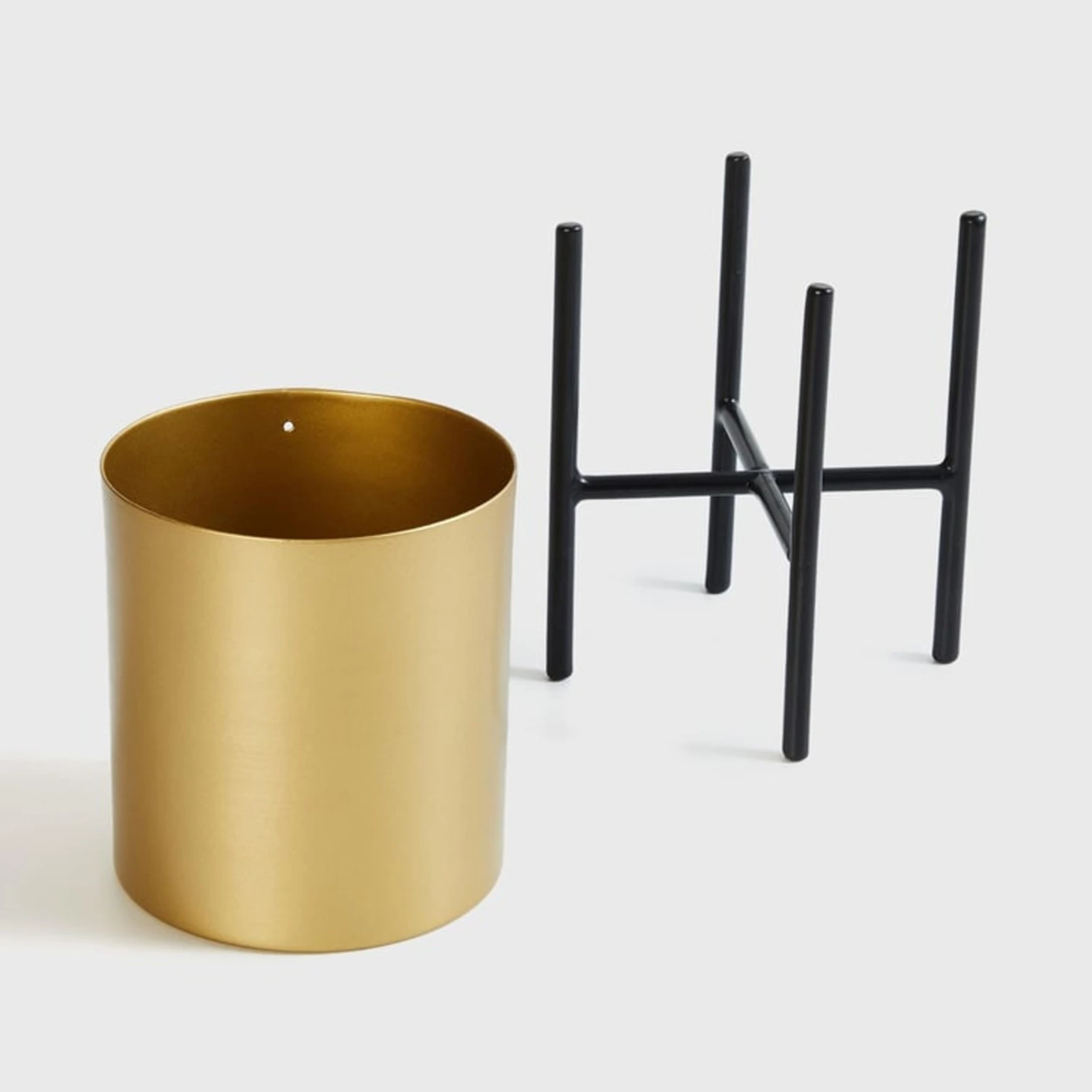 Standing Floor Planters with Metal Stand , Plant Pot Container,Gold Pot and Black Stand Tree Planter Flower Pots and Stands