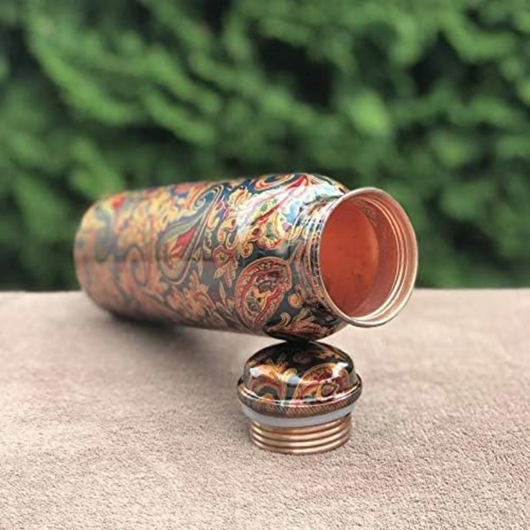 Meenakari Design 1 Ltr Leak Proof Pure Copper Water Bottle Set with 2 Glasses-Copper Vessel-An Ayuervedic Water Bottle-Capacity 34 Oz Pure Copper Bottle Meenakari Design