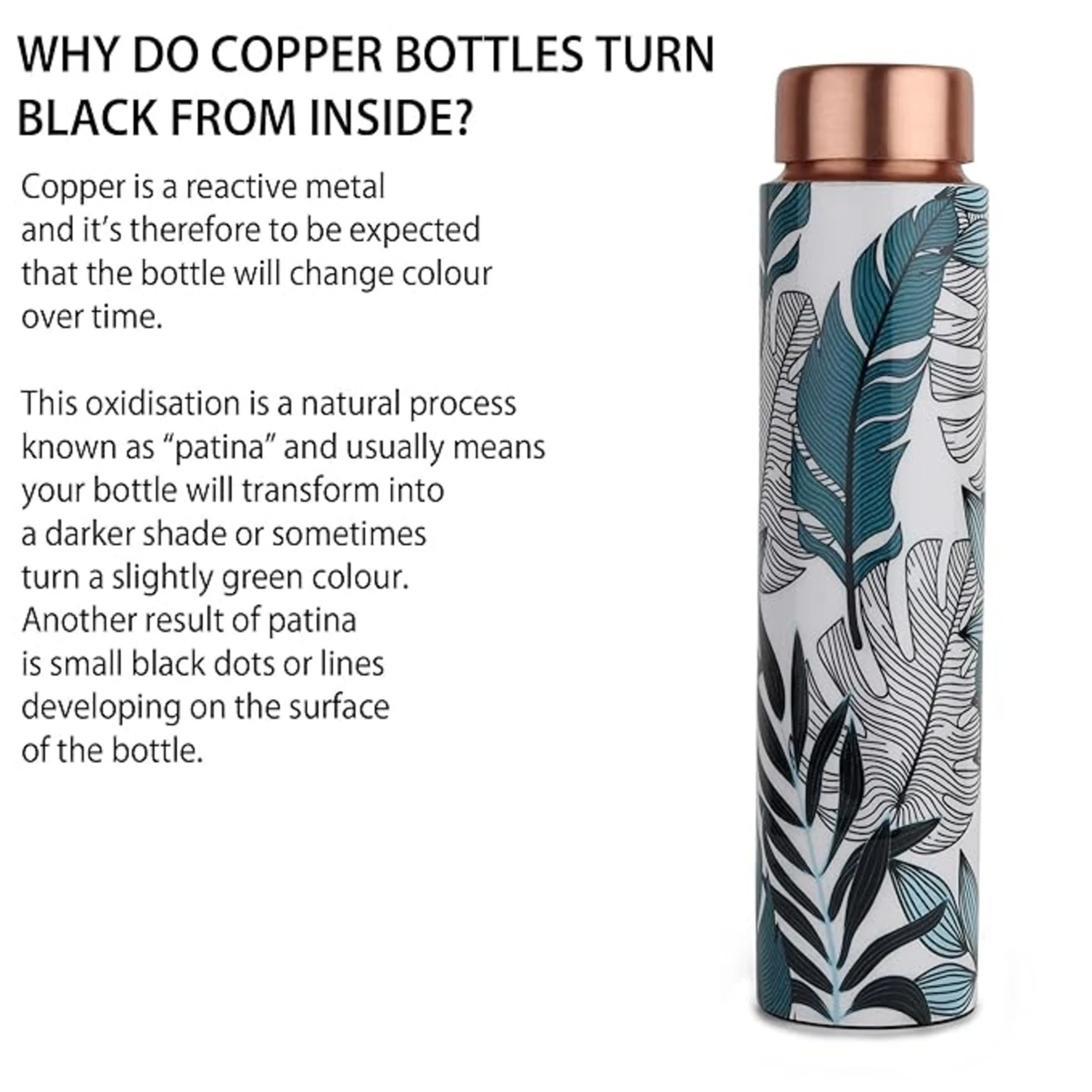 Meenakari Leaf Design 750 ML Leak Proof Pure Copper Water Bottle-Copper Vessel-An Ayuervedic Water Bottle-Capacity 34 Oz Pure Copper Bottle Leaf Design
