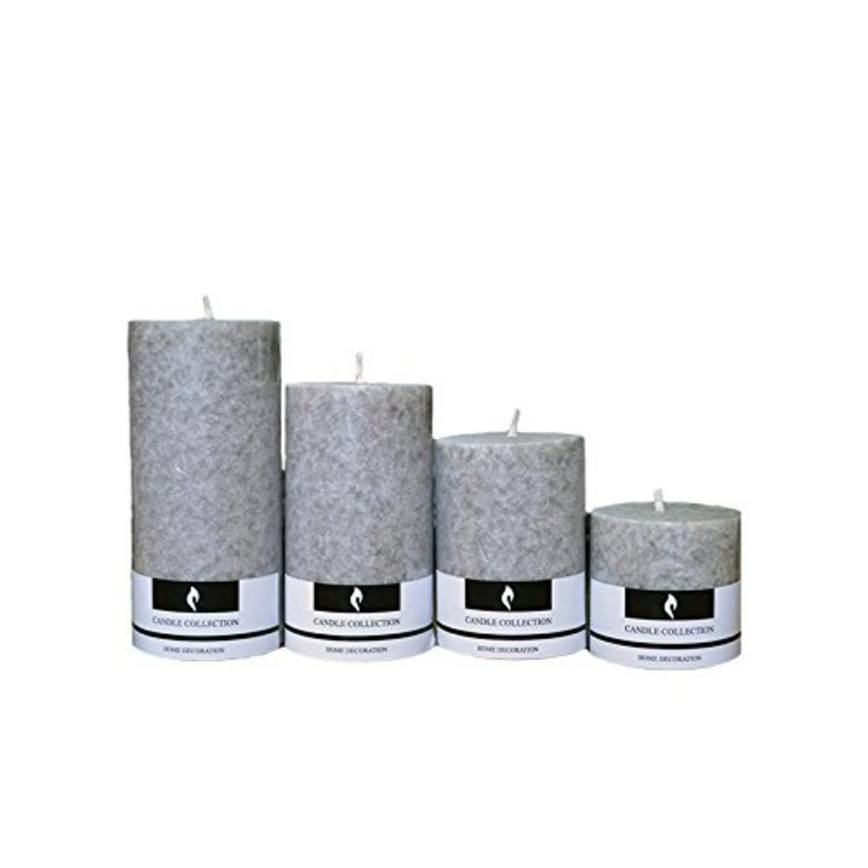 Pure Wax Cinnamon Fragranced (Cinnamon) Pillar Candles, Set of 4 Scented Pillar Candles Color Grey