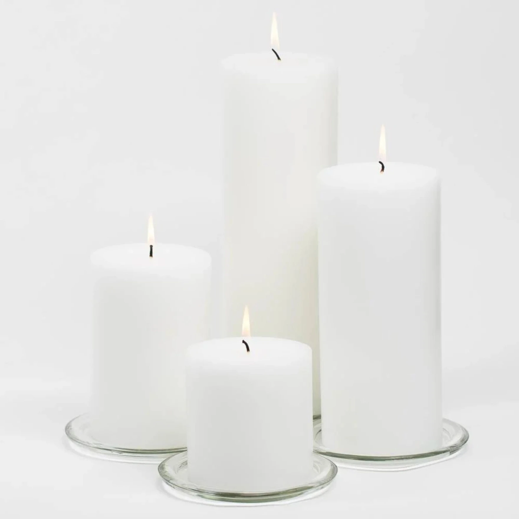 Pure Wax Cinnamon Fragranced (Cinnamon) Pillar Candles, Set of 4 Scented Pillar Candles Color White