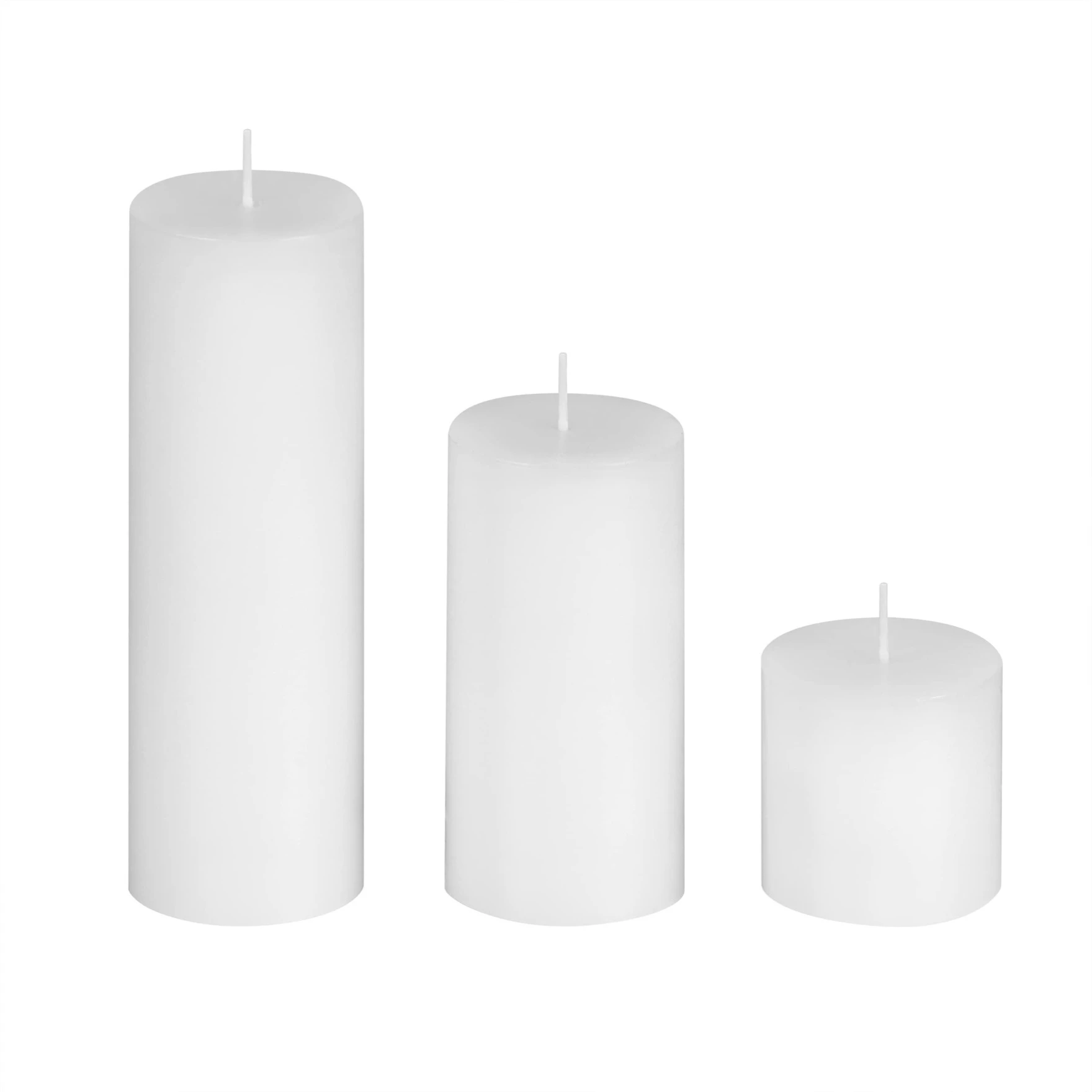 Pure Wax Cinnamon Fragranced (Cinnamon) Pillar Candles, Set of 3 Scented Pillar Candles White