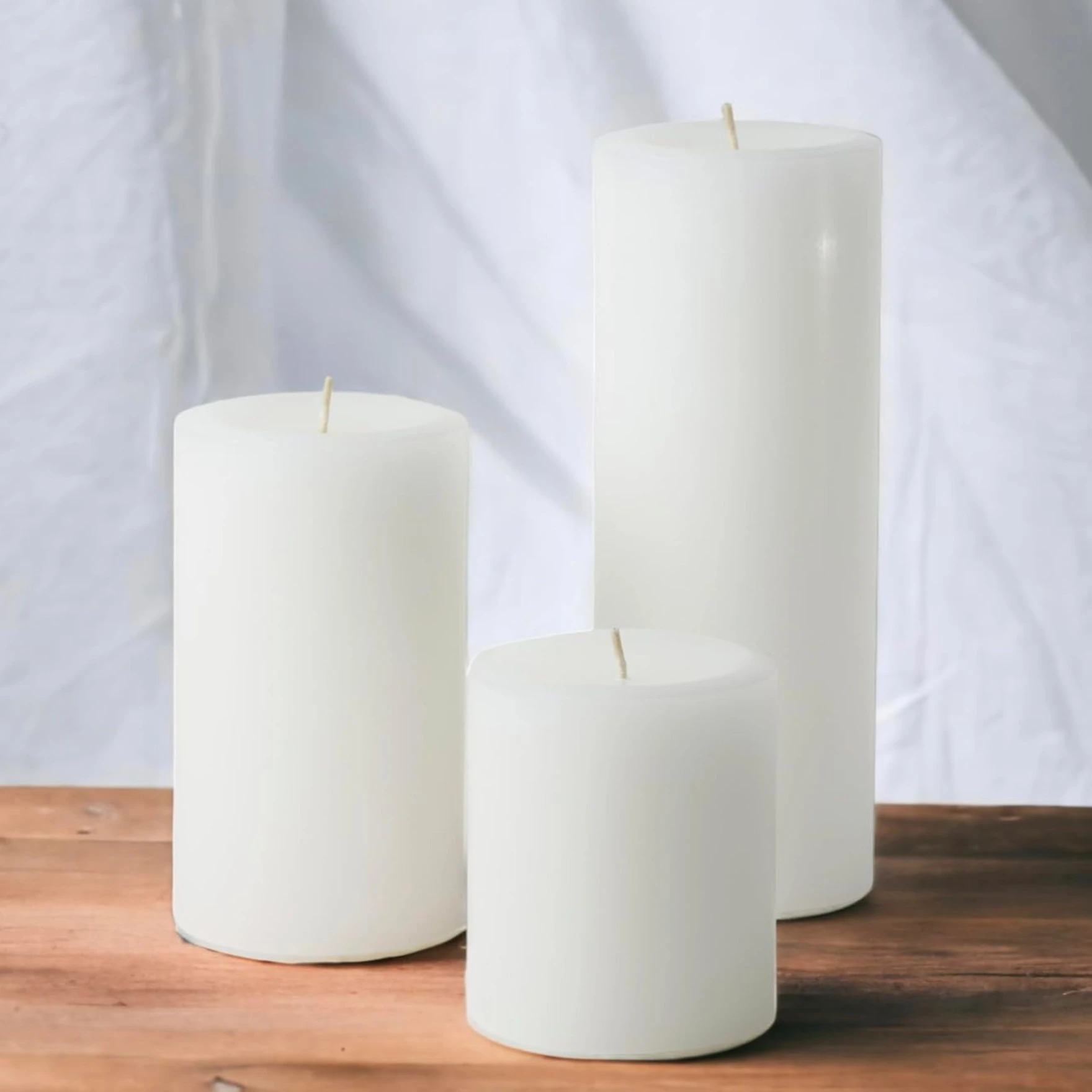 Pure Wax Cinnamon Fragranced (Cinnamon) Pillar Candles, Set of 3 Scented Pillar Candles White