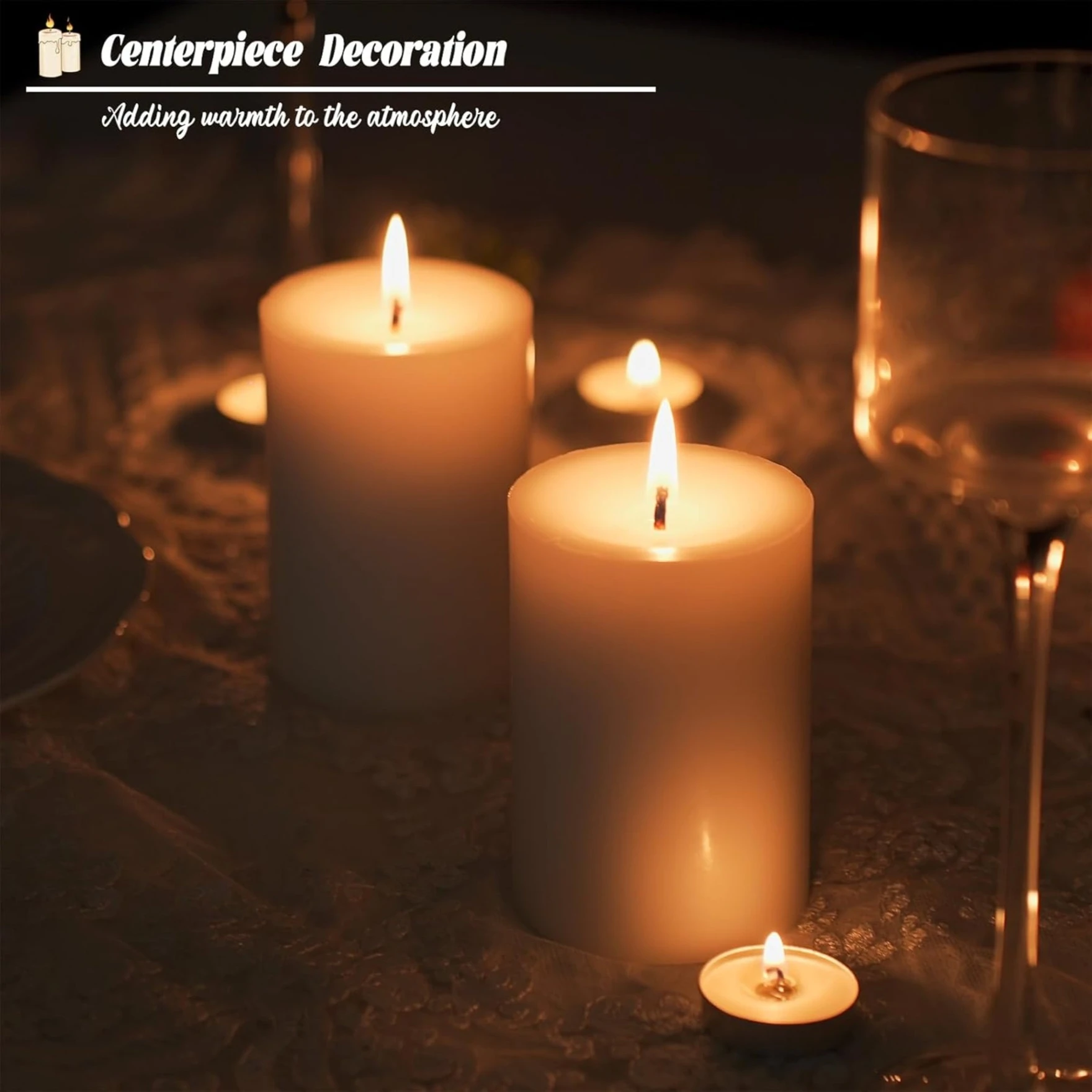 Pure Wax Cinnamon Fragranced (Cinnamon) Pillar Candles, Set of 3 Scented Pillar Candles White