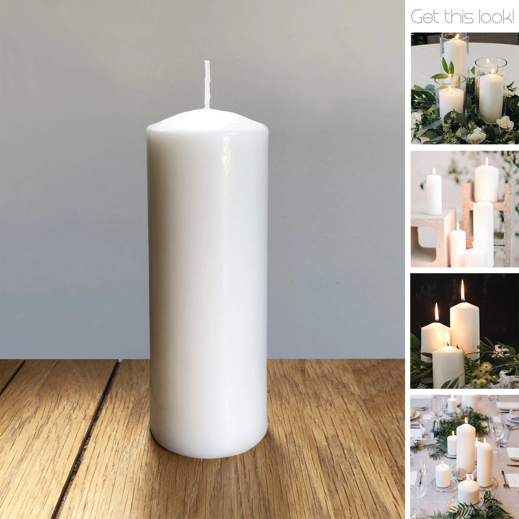 Pure Wax Cinnamon Fragranced (Cinnamon) Pillar Candles, Set of 3 Scented Pillar Candles White