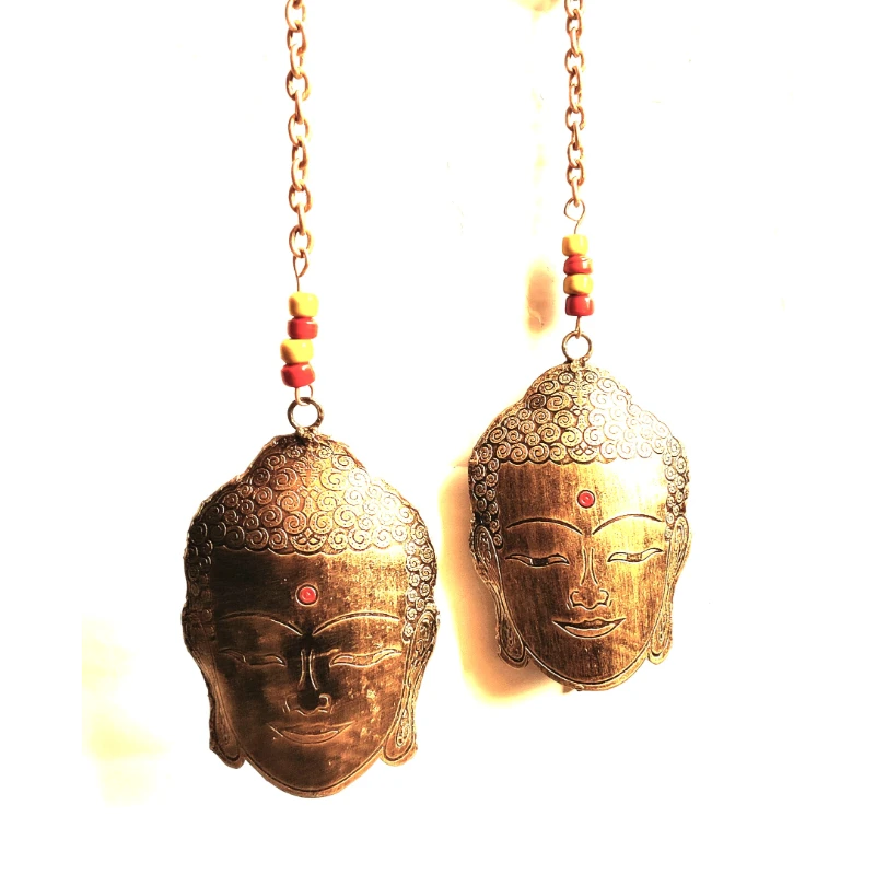 Set of 2 Buddha Face Hanging Bells