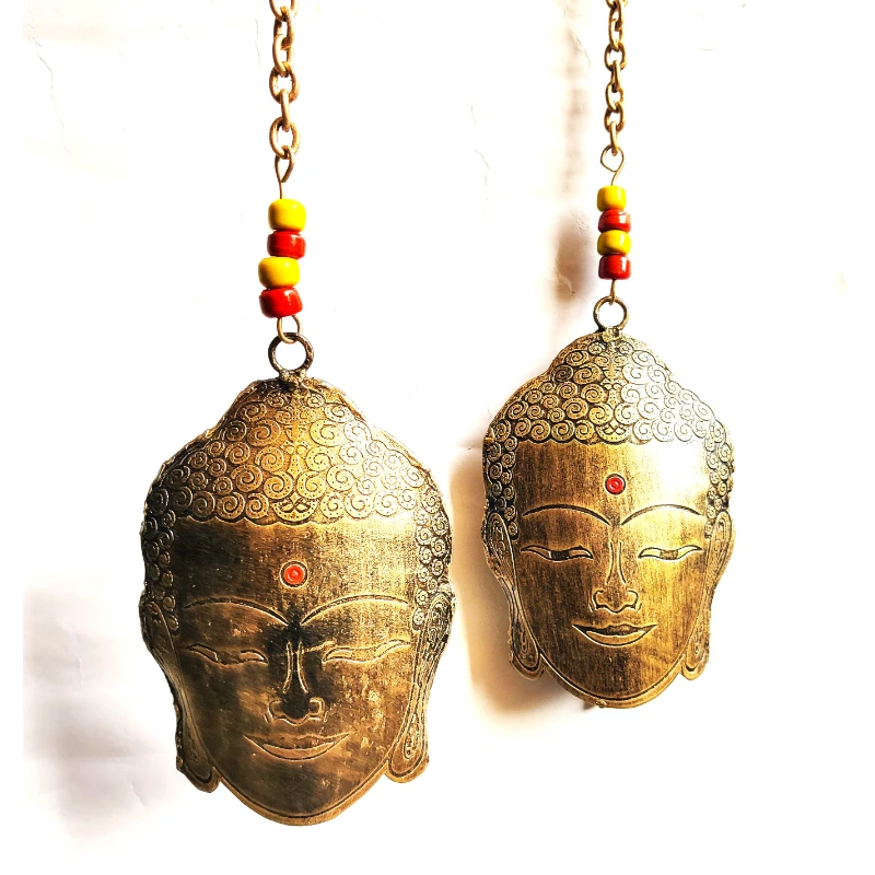 Set of 2 Buddha Face Hanging Bells