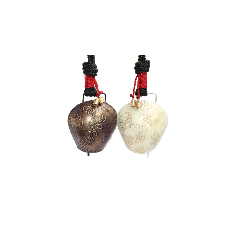Set of 2 Brown-White Decorative Hanging Bells